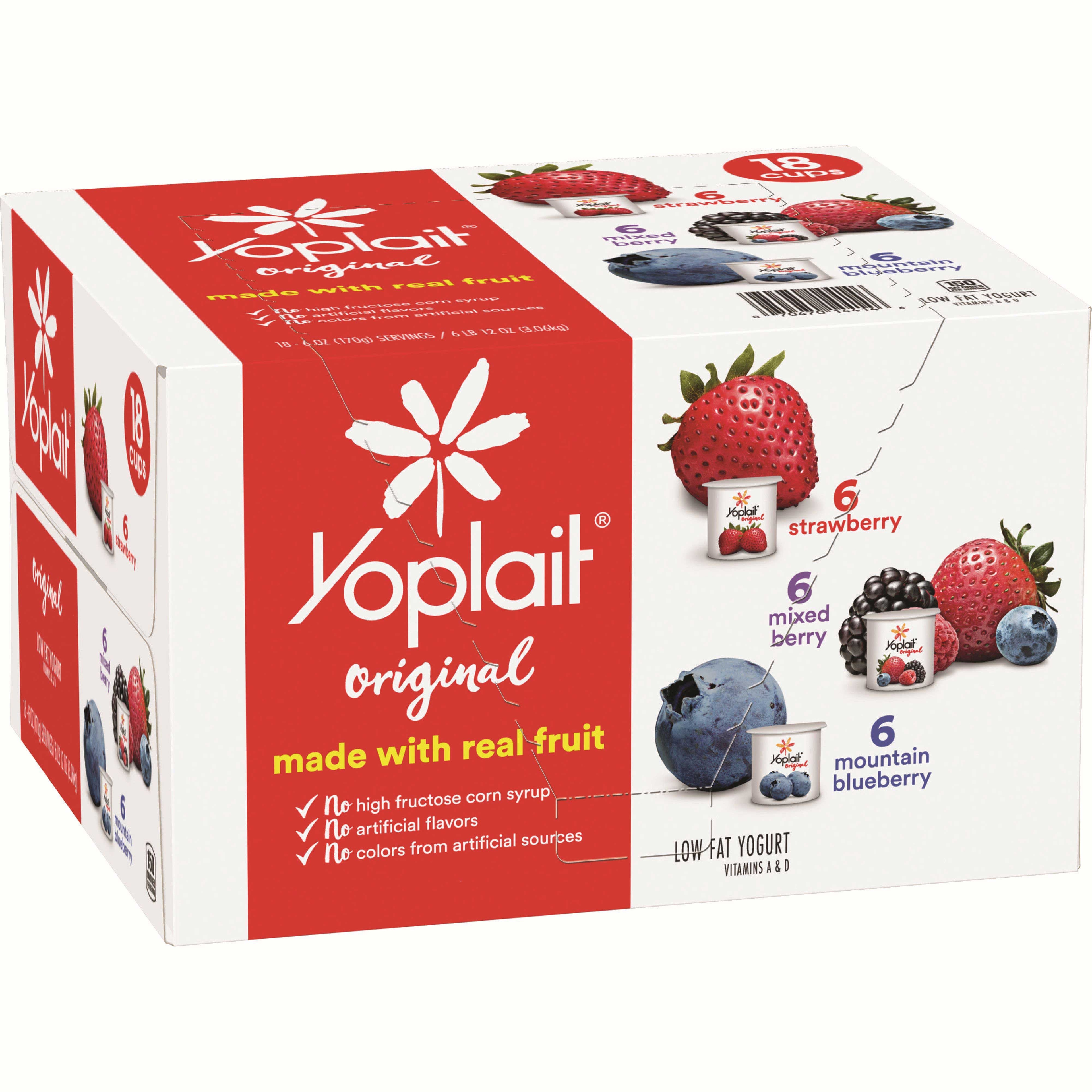 Yoplait Original Mixed Berry/Blueberry/Strawberry Low Fat Yogurt, 108 Ounce.