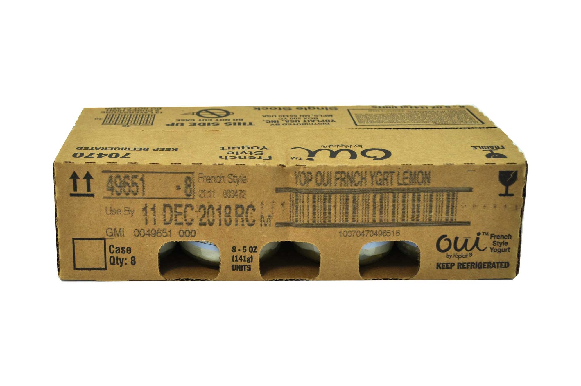 Oui By Yoplait Lemon French Style Yogurt, 5 Ounce -- 8 per case.