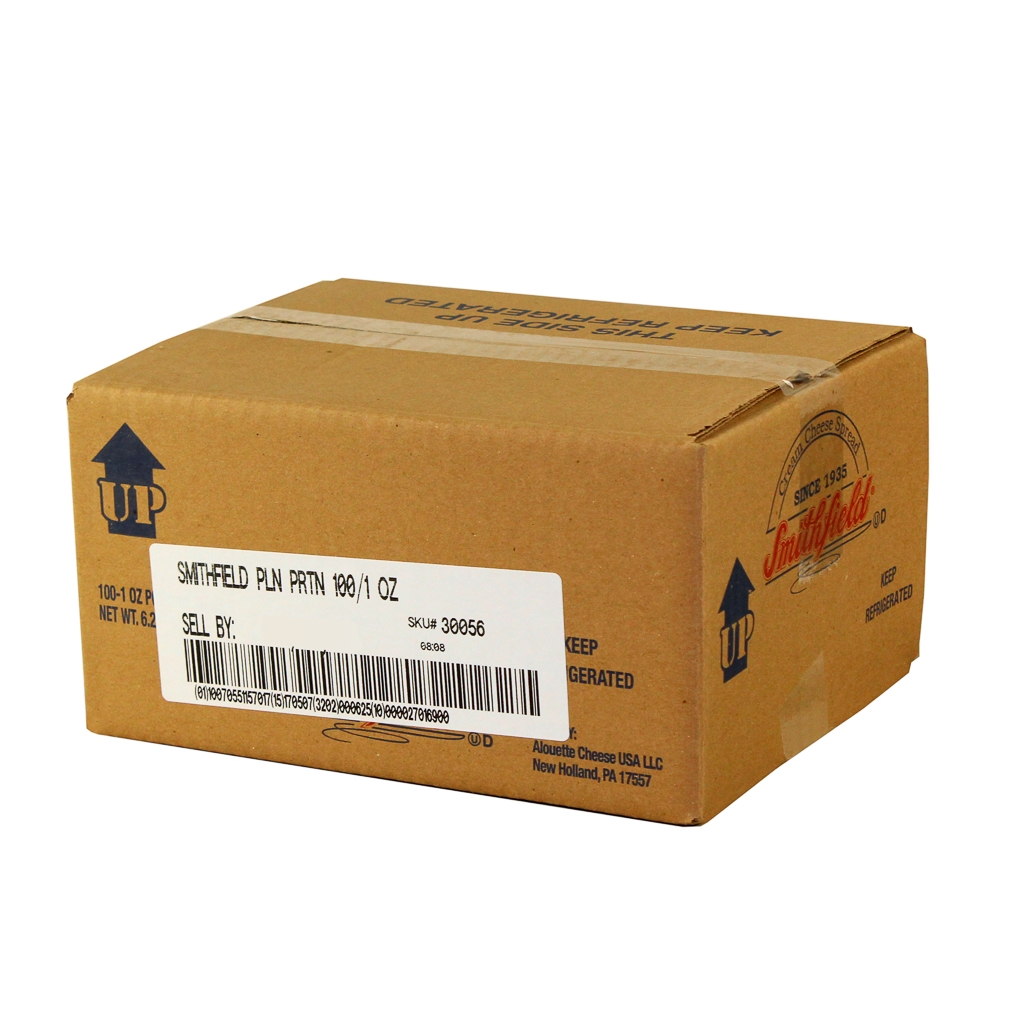 Smithfield Plain Portion Cream Cheese, 1 Ounce -- 100 per case.
