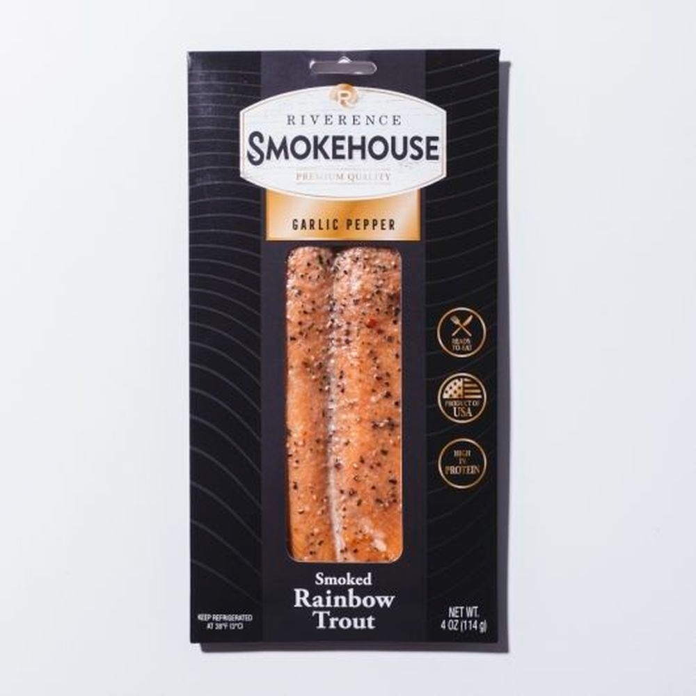 Riverence Provisions Smoked Garlic Pepper Trout, 4 Ounce -- 32 per case