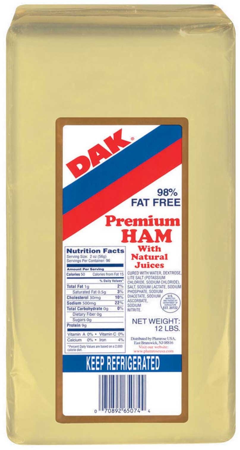 Dak Premium 98 Percent Fat Free Deli Ham with Natural Juice, 12 Pound -- 2 per case.