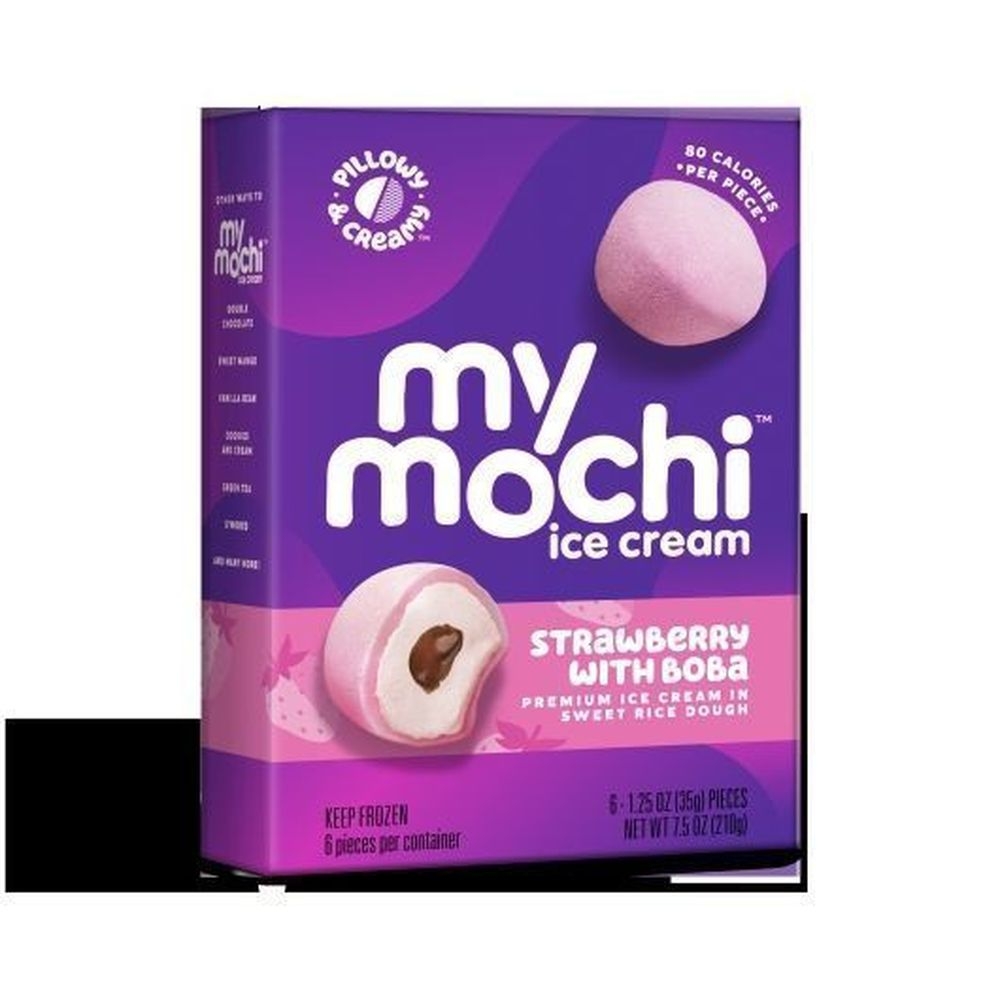 My Mochi Strawberry Ice Cream with Boba Balls, 6 count -- 12 per case