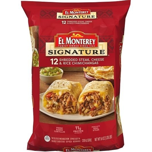 El Monterey Shredded Steak and Cheese and Rice Chimichangas, 3.38 Pound -- 4 per case