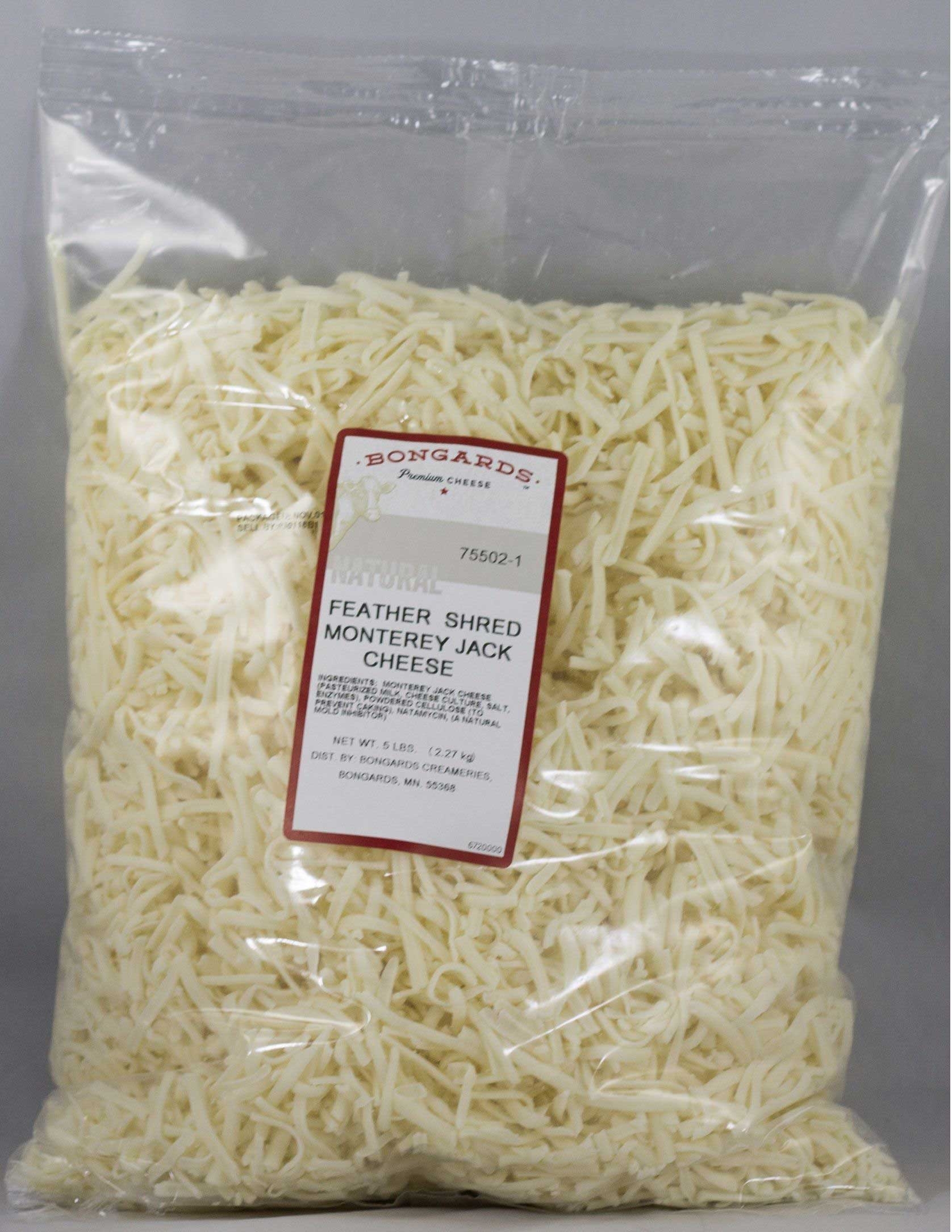 Bongards Monterey Jack Feather Shred Cheese, 5 Pound -- 20 per case.