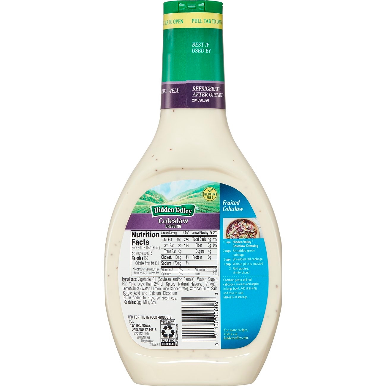 Hidden Valley Coleslaw Ranch Dressing, 16 Ounce -- 6 per case.