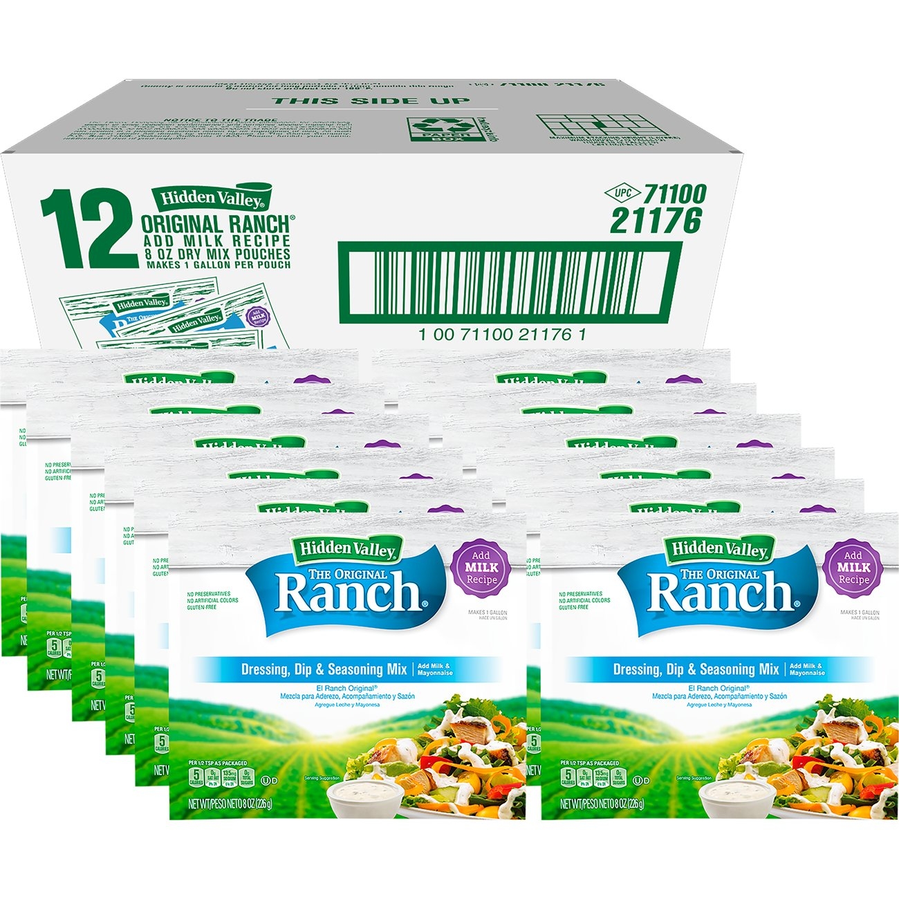 Hidden Valley Original Ranch Dry Dressing Mix, 8 Ounce -- 12 per case.