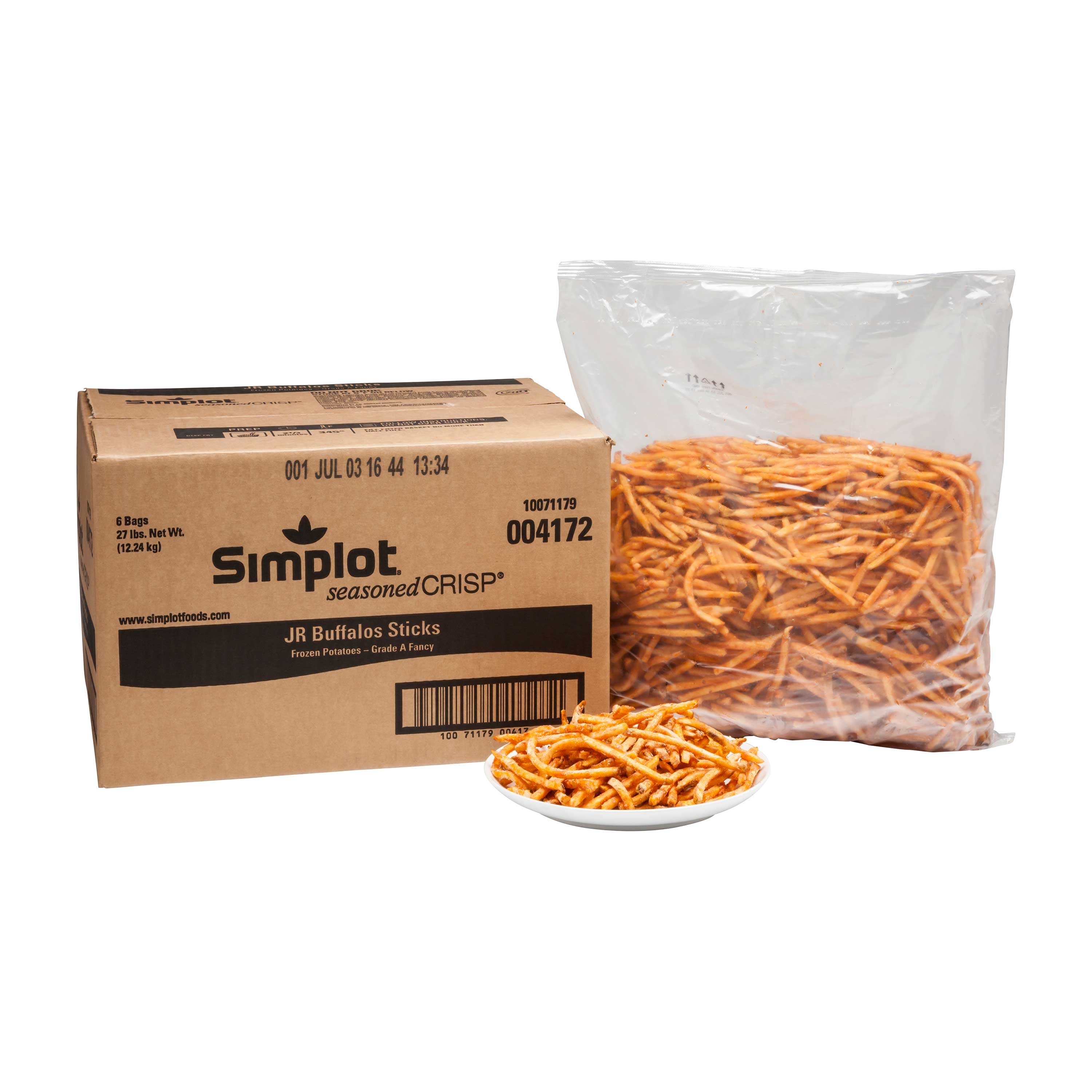 Simplot SeasonedCrisp JR Buffalo Julienne French Fry Sticks, 4.5 Pound -- 6 per case.
