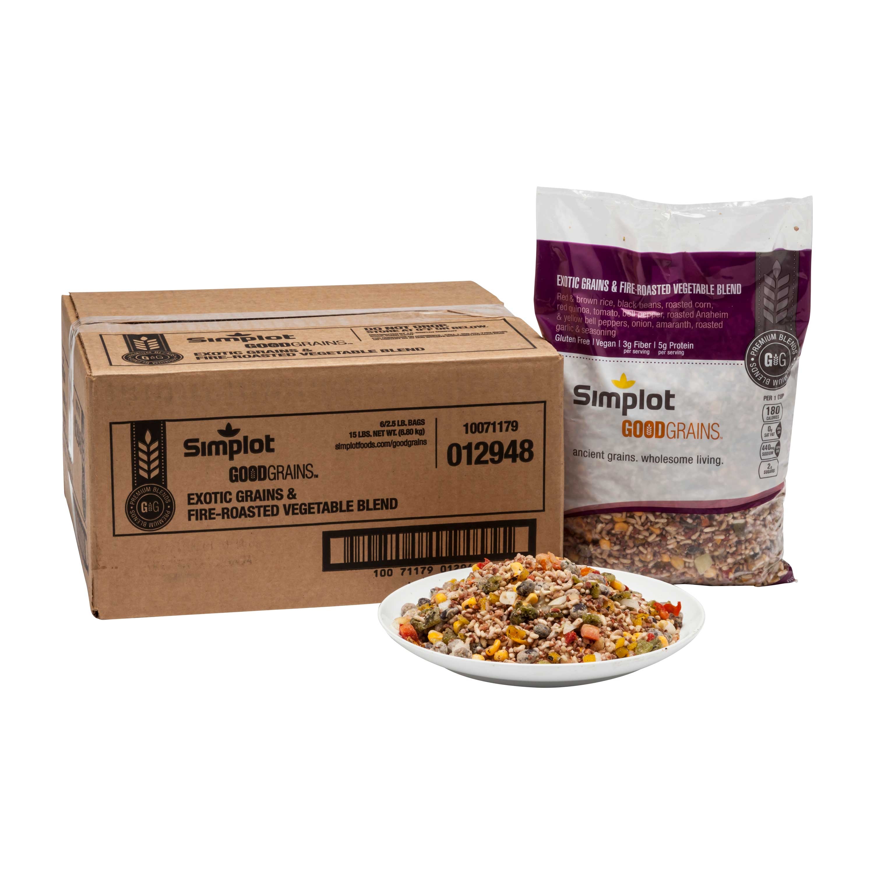 Simplot UpSides Exotic Multigrain and Fire-Roasted Vegetables, 2.5 Pound -- 6 per case.