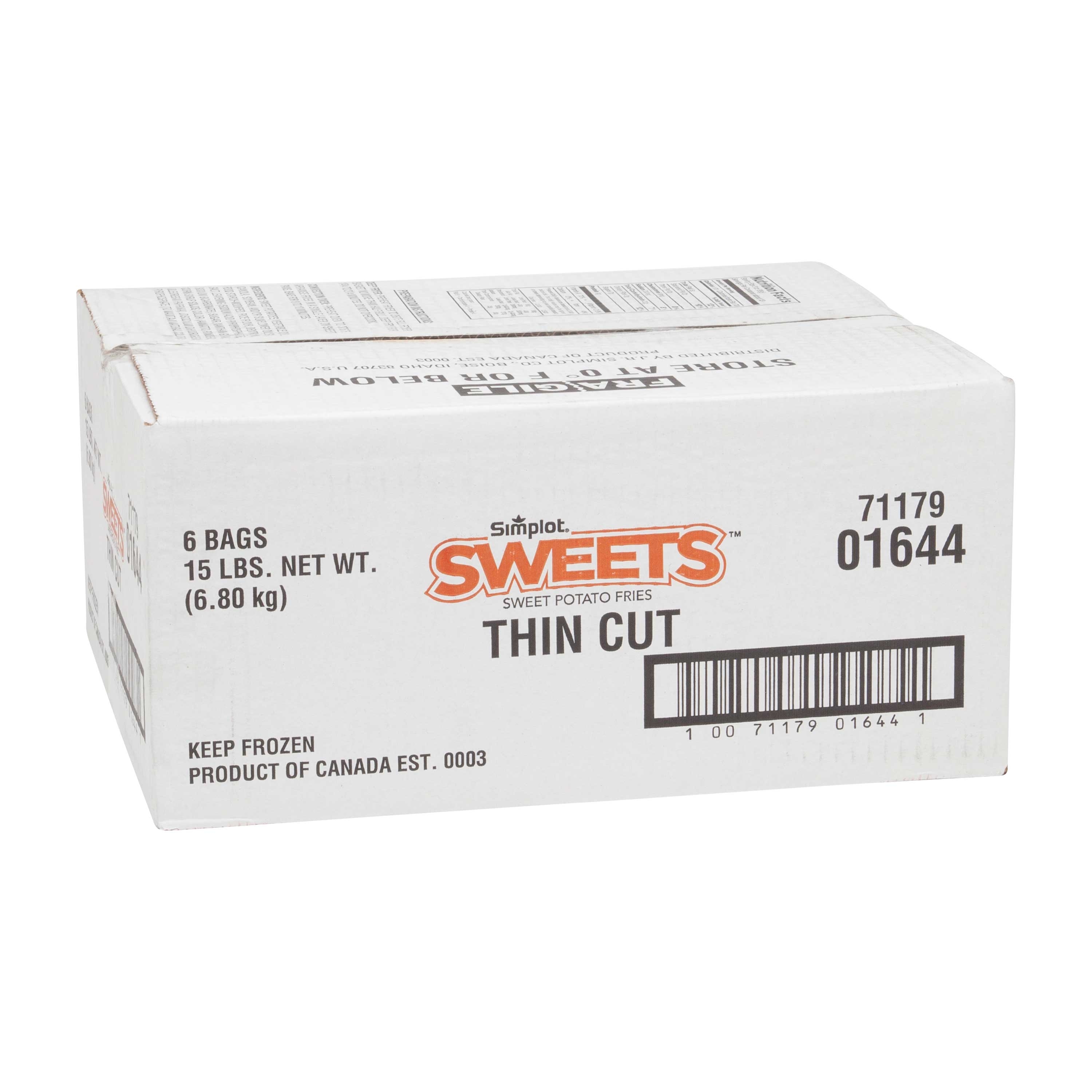 Simplot Sweets Thin Cut Potato Fry, 2.5 Pound -- 6 per case.