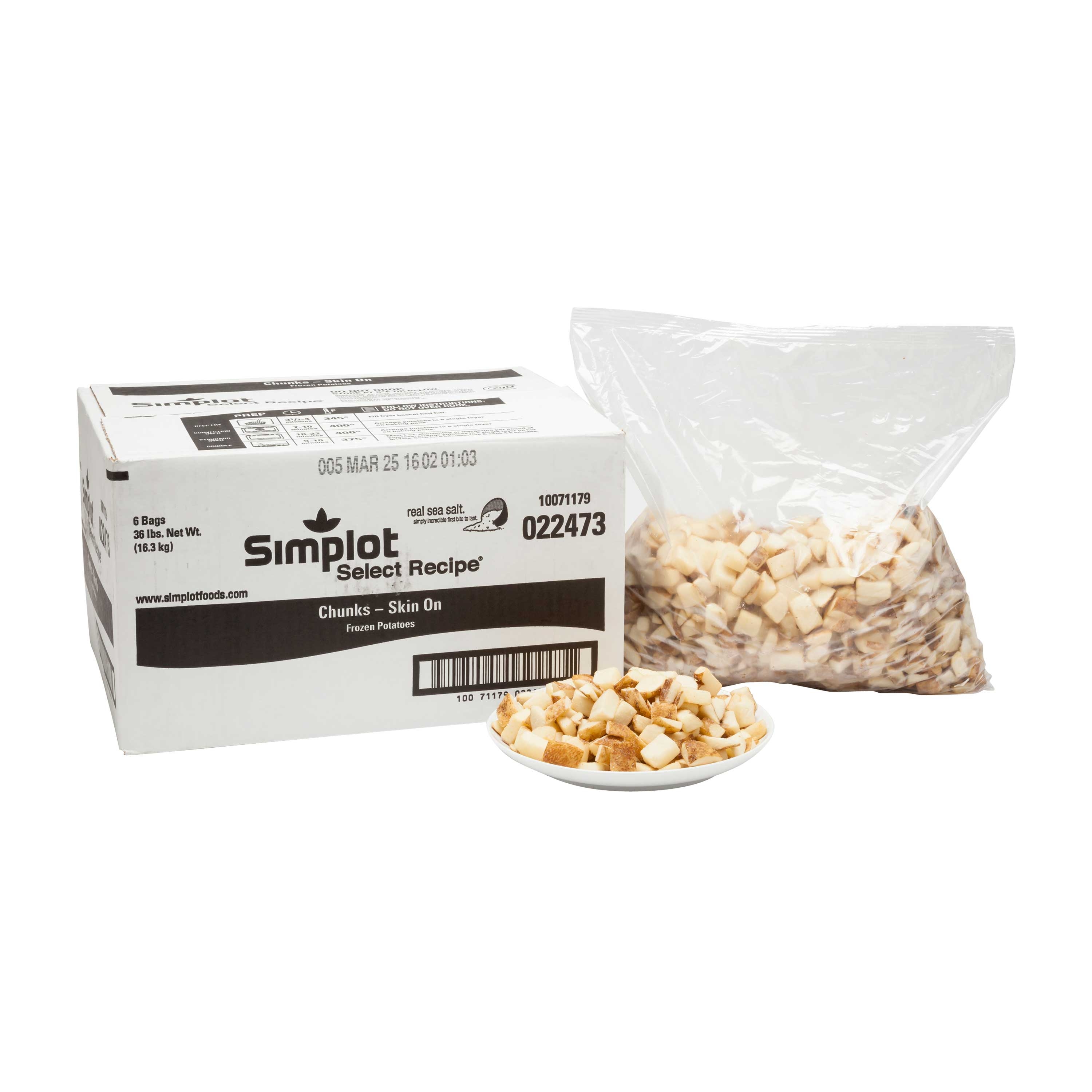 Select Recipe Frozen Potato Chunks, 6 Pound -- 6 per case.