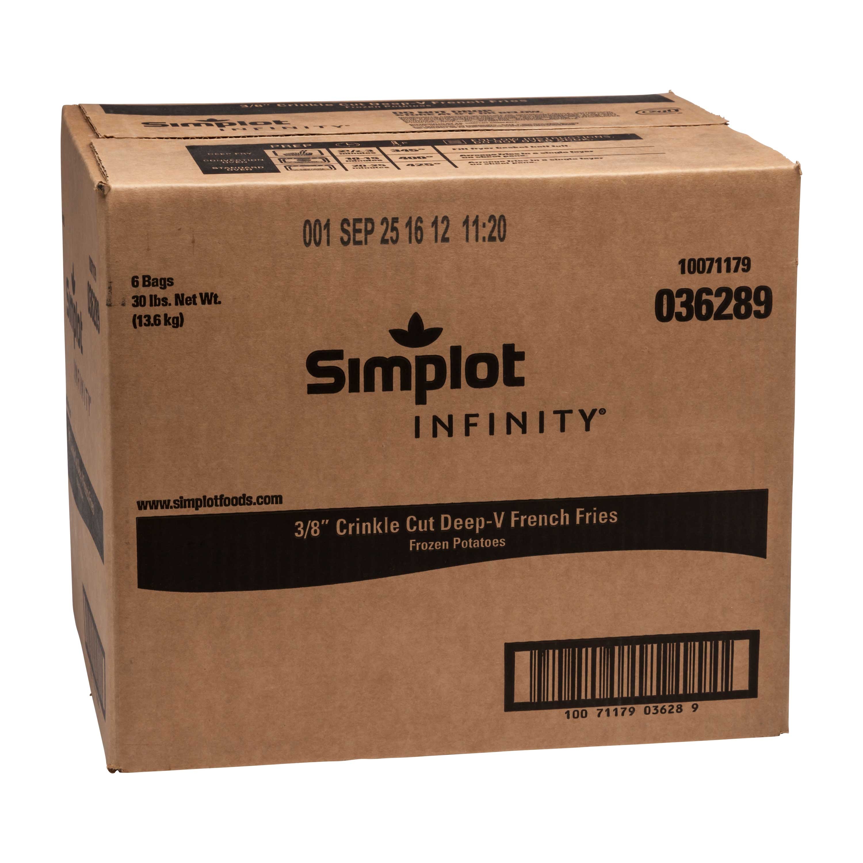 Infinity Deep V Crinkle Cut Fries, 5 Pound -- 6 per case.