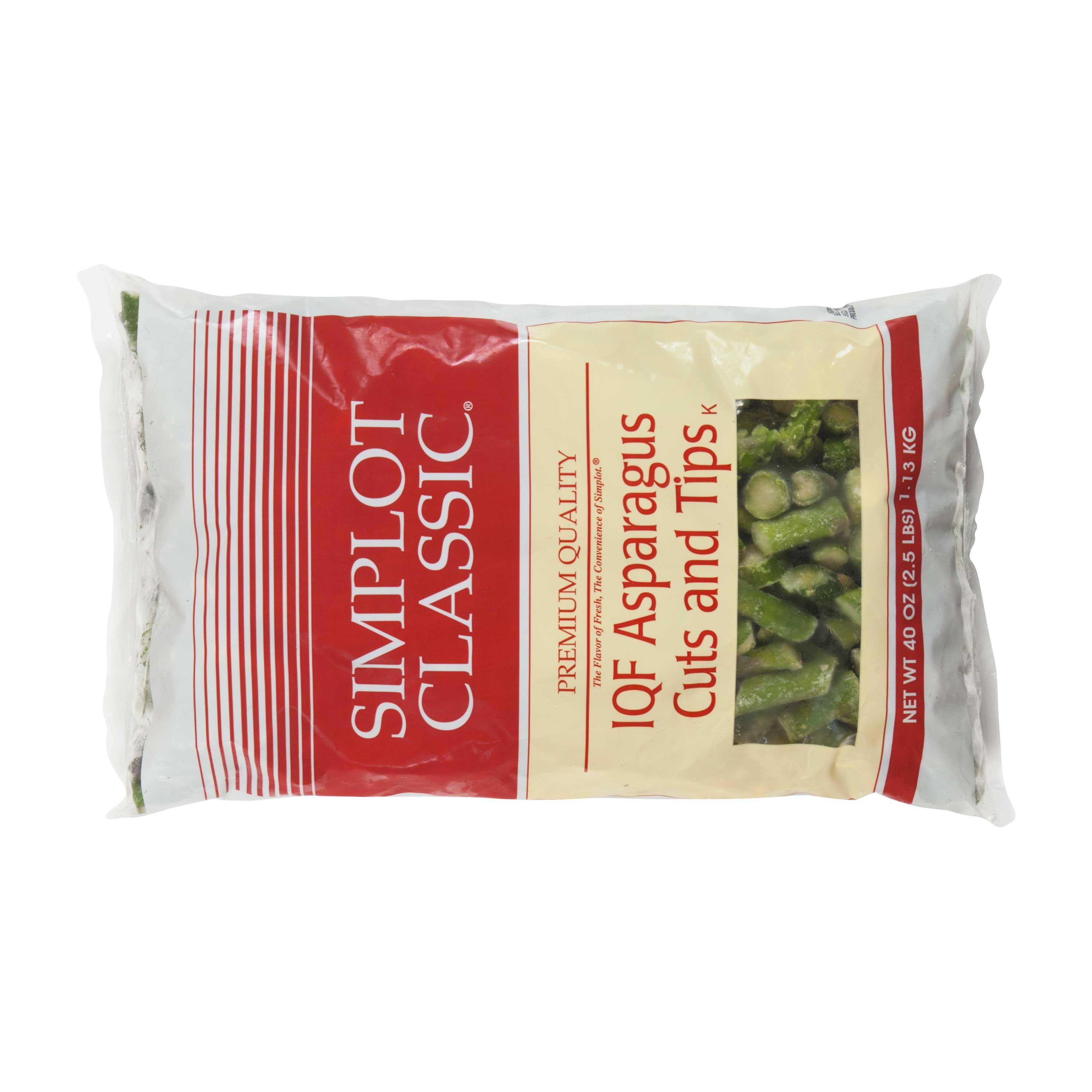 Simplot Cut and Tip Asparagus, 40 oz. package -- 6 packages per case.