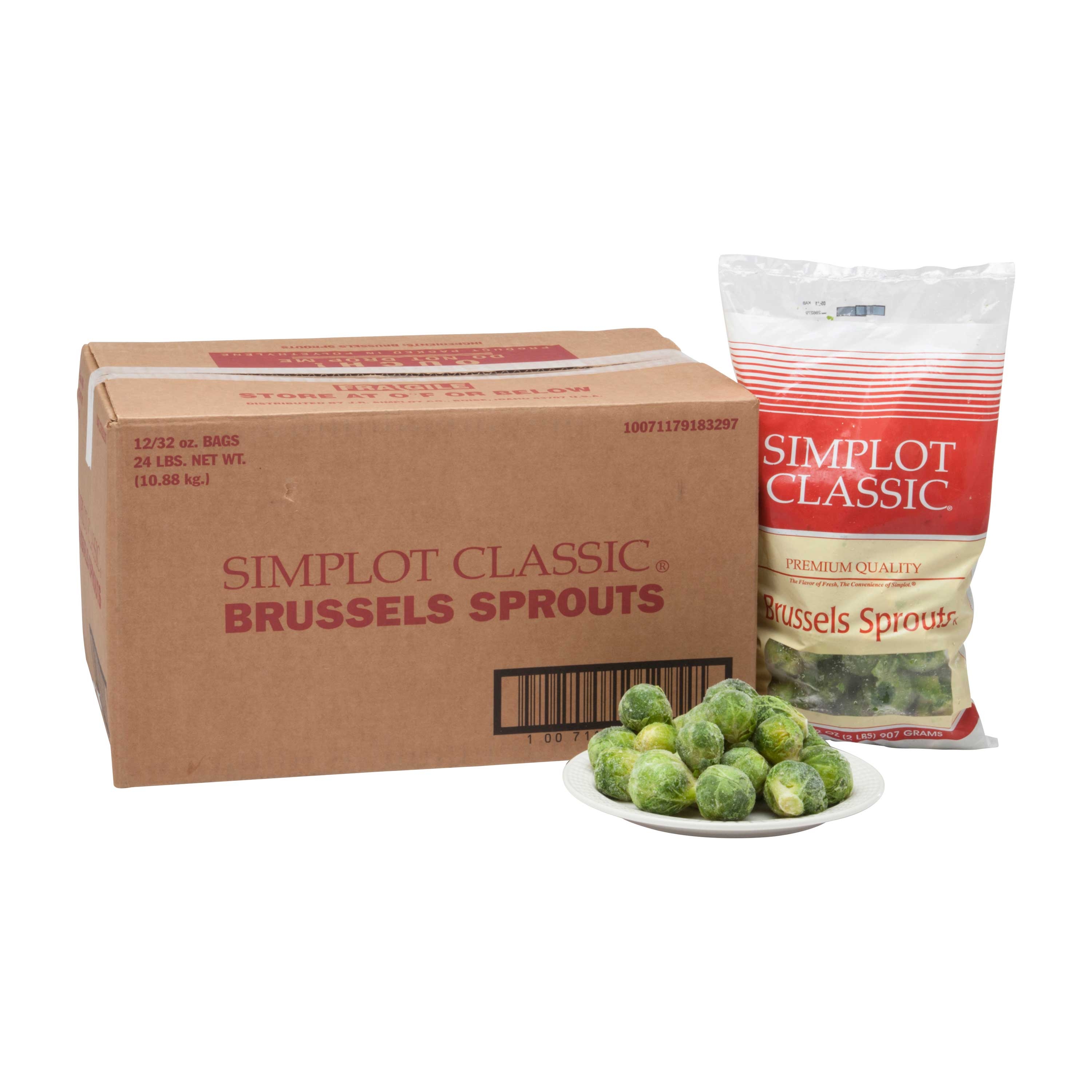 Simplot Small Brussels Sprouts - 32 oz. package,  12 packages per case.