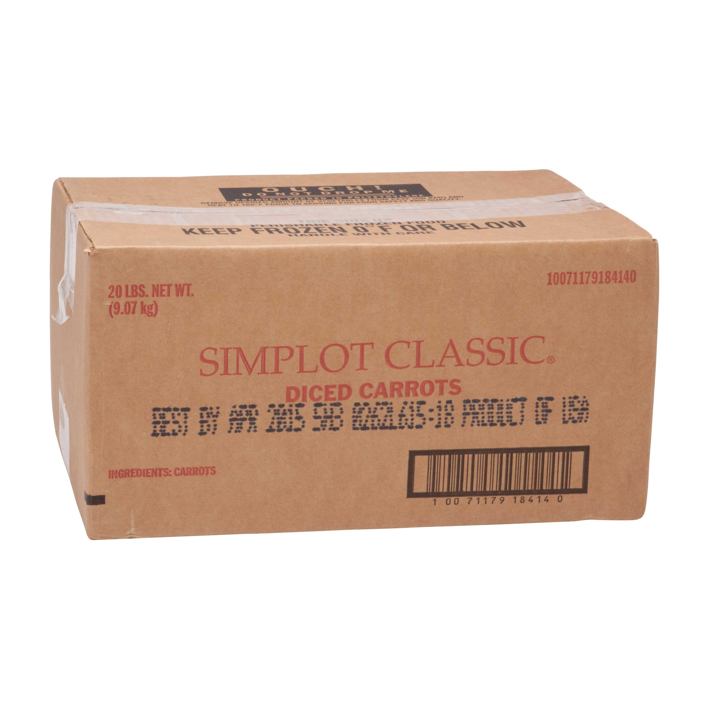 Simplot Diced Carrot - 20 lb. package, 1 package per case