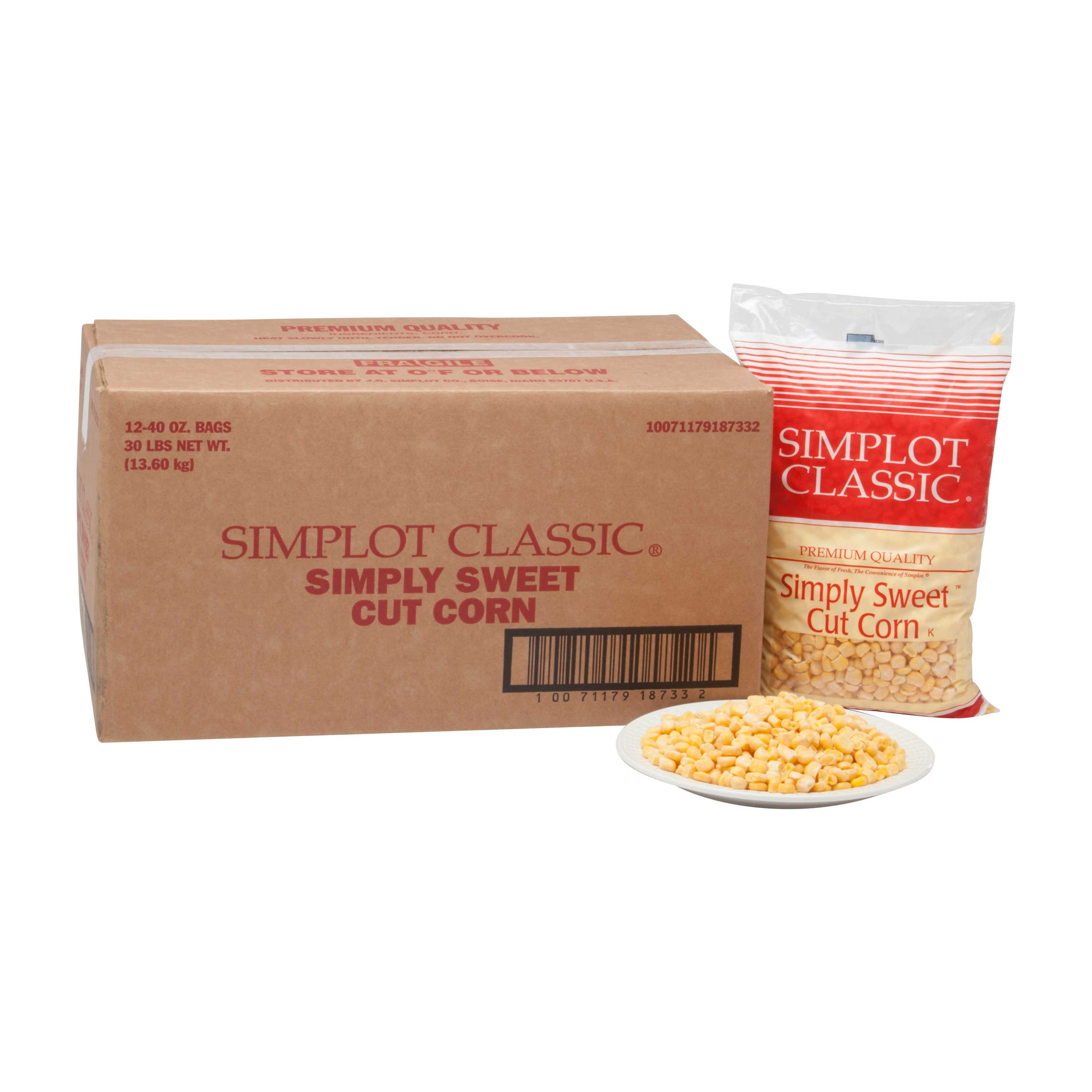 Simplot Simply Sweet Cut Corn - 40 oz. bag, 12 bags per case