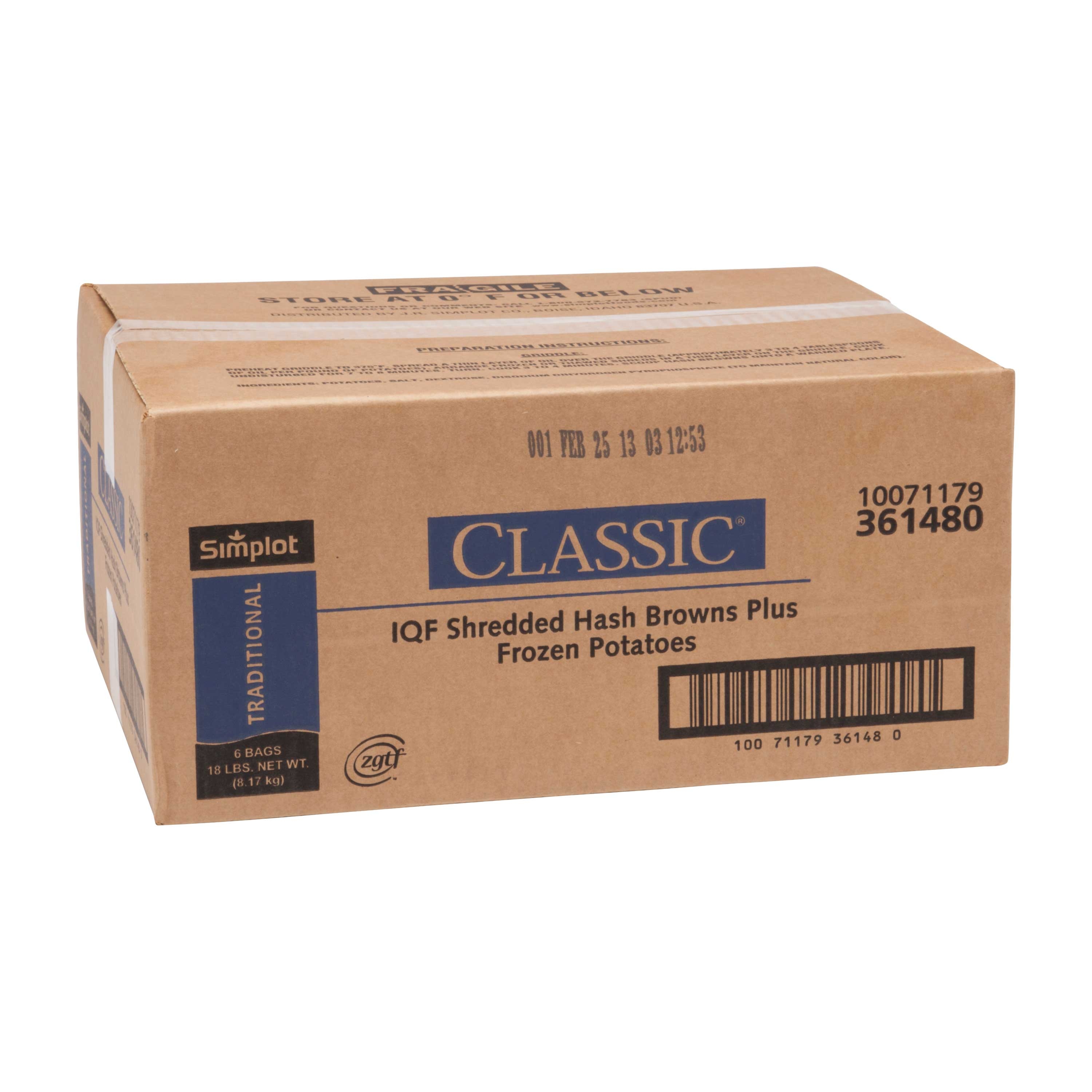 Traditional Shredded Potato Hash Brown, 3 Pound -- 6 per case.