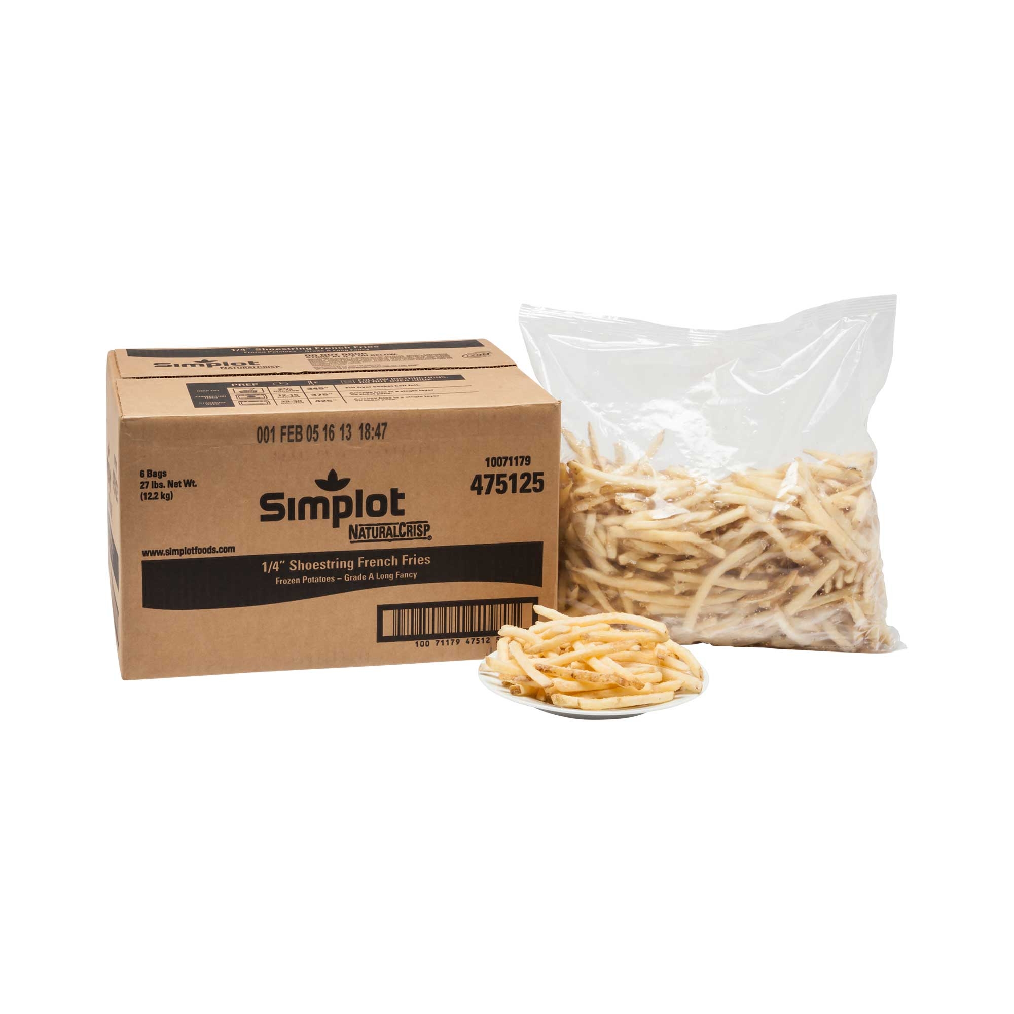 Simplot Natural Crisp Shoestring Straight Cut Potato French Fry, 4.5 Pound -- 6 per case.