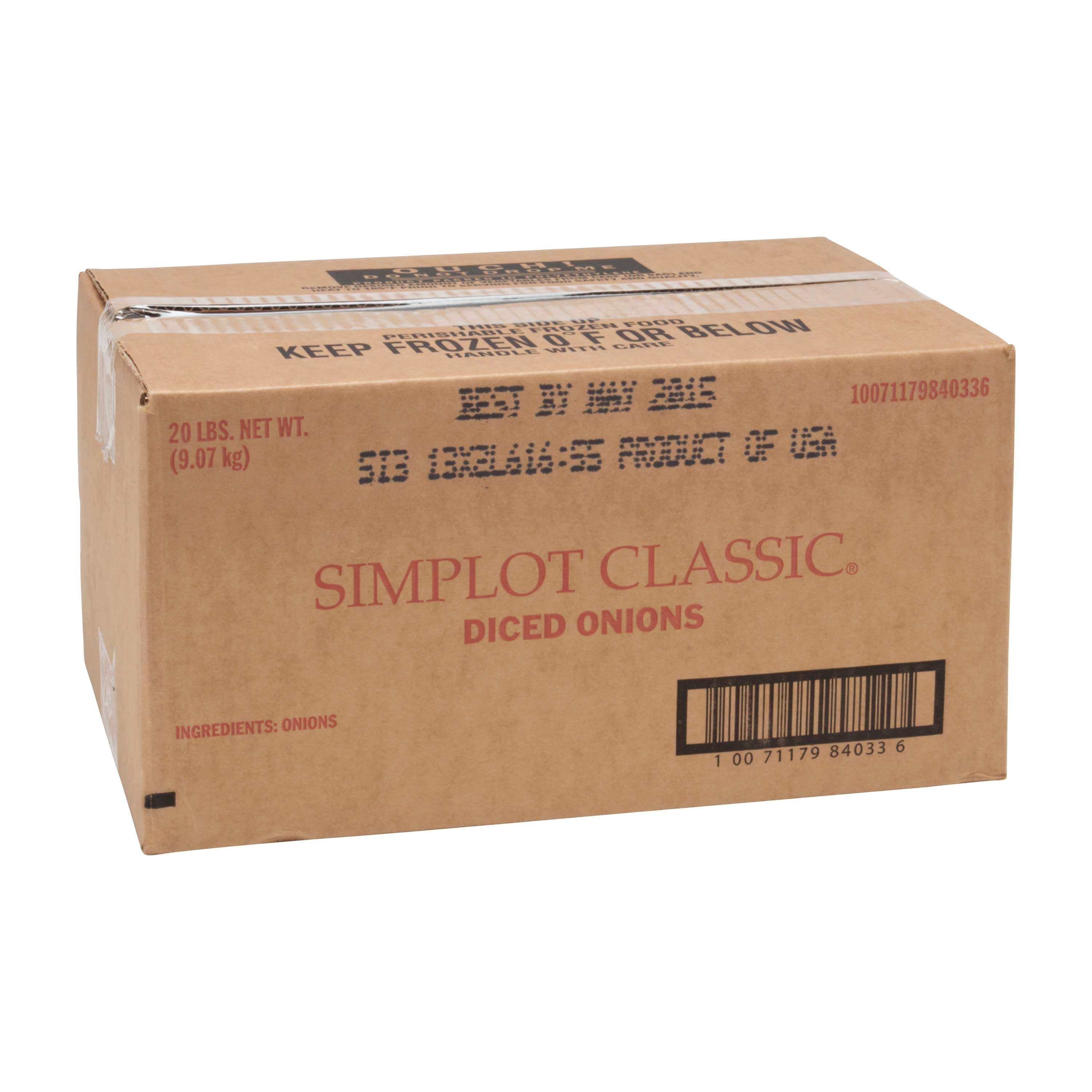 Simplot Classic Vegetables - Onion 3/8 Dices, 20 Pound.