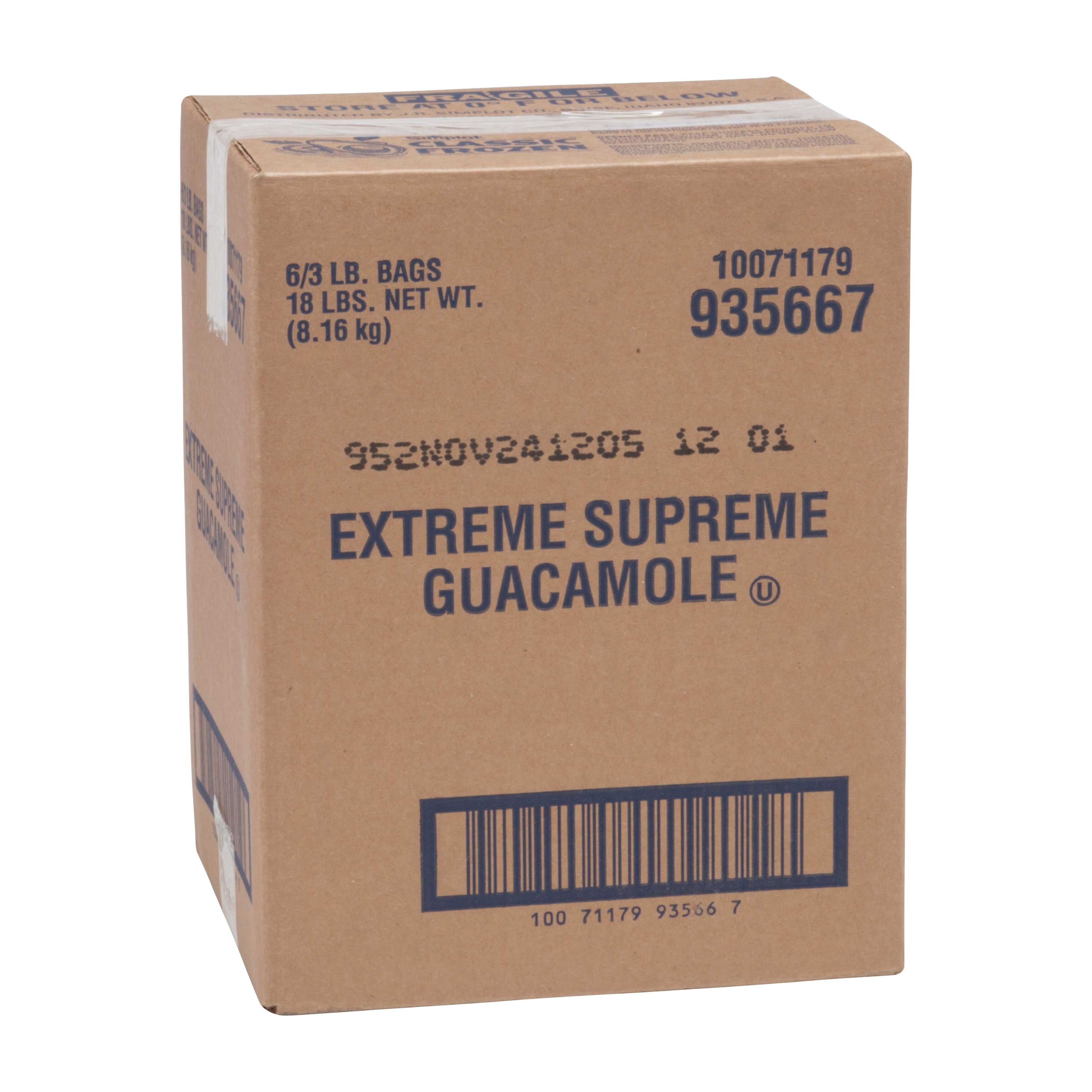 Simplot Extreme Supreme Guacamole, 3 Pound -- 6 per case.