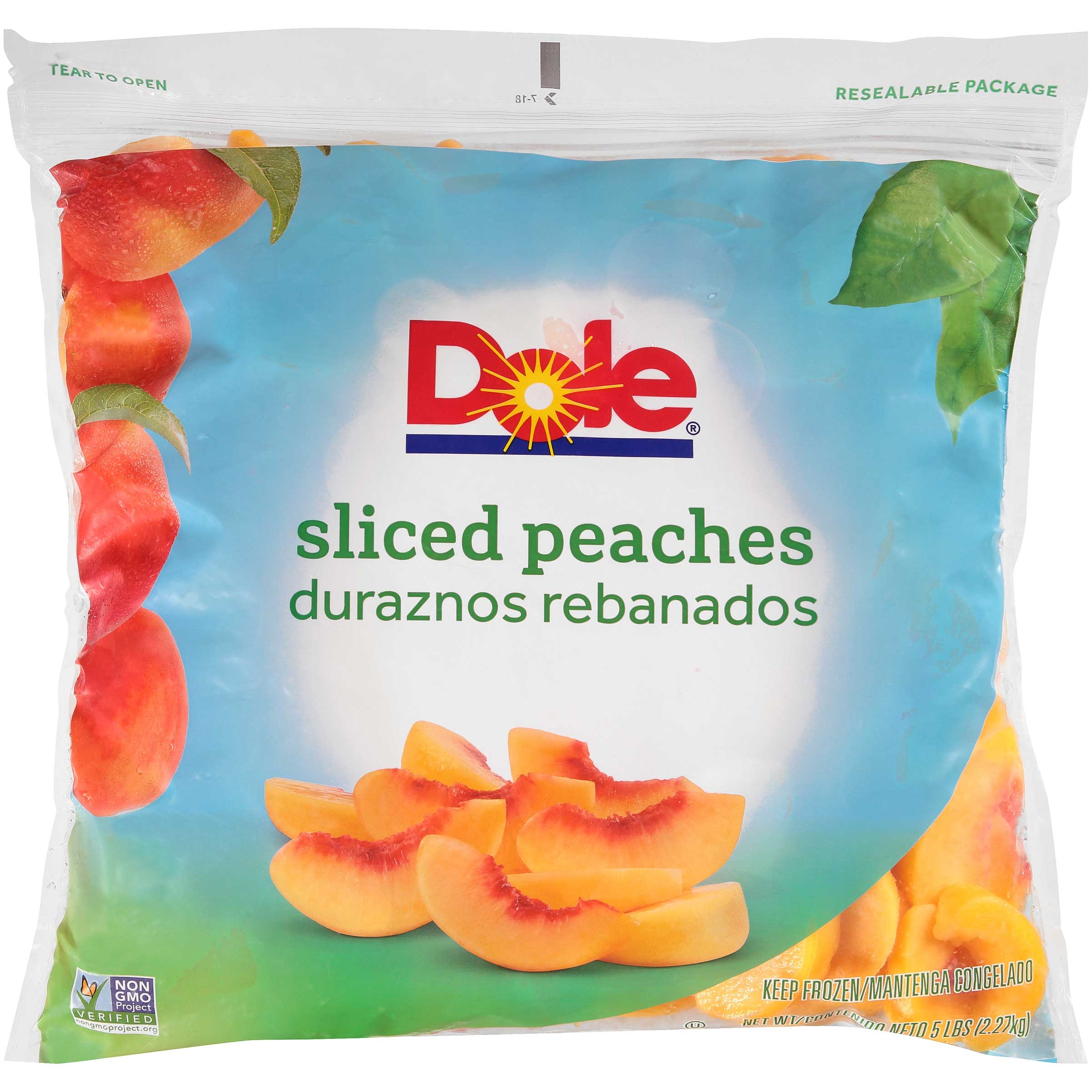 Dole Individual Quick Frozen Sliced Peach, 5 Pound -- 2 per case.