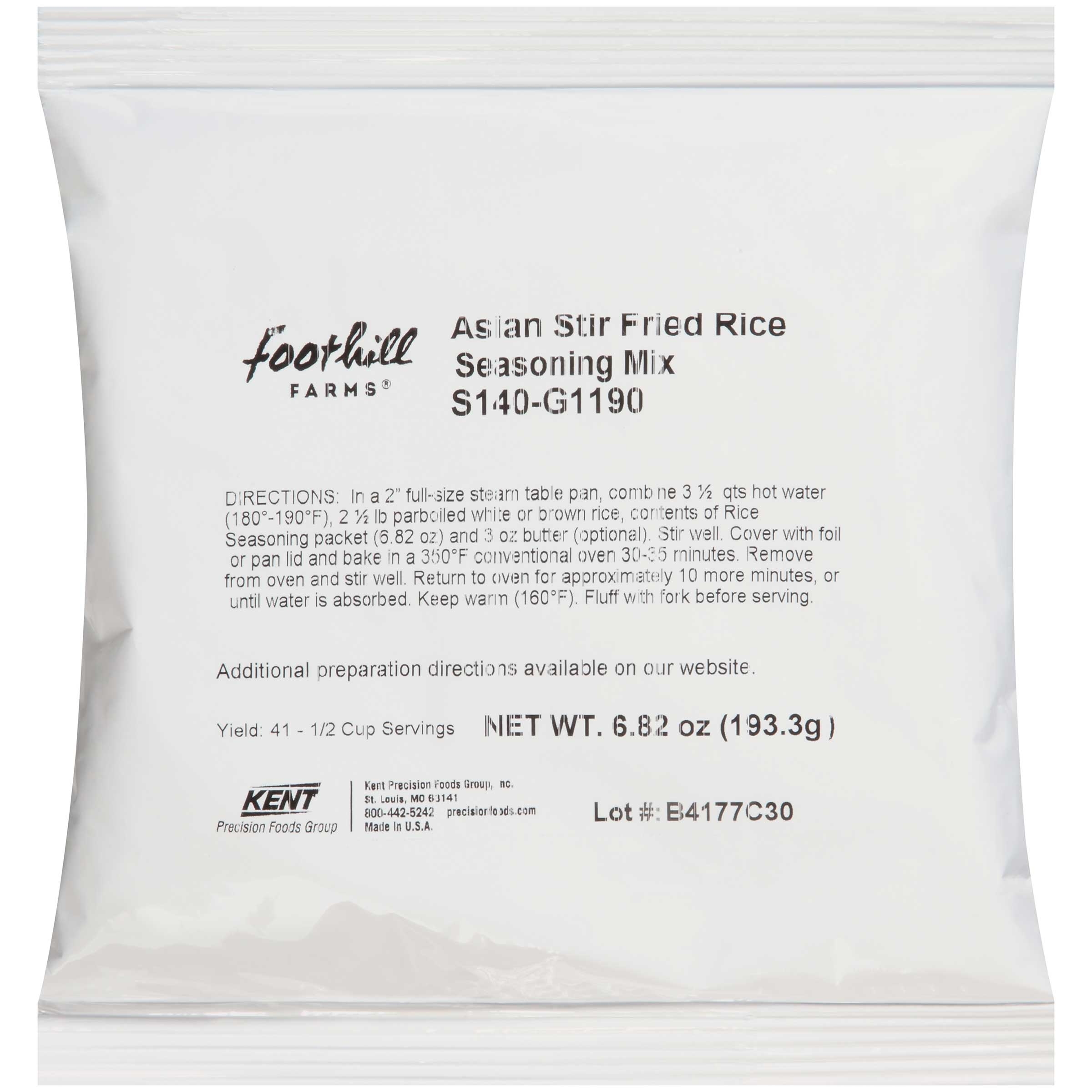 Foothill Farms Asian Stir Fried Rice Seasoning Mix, 6.82 Ounce -- 10 per case.