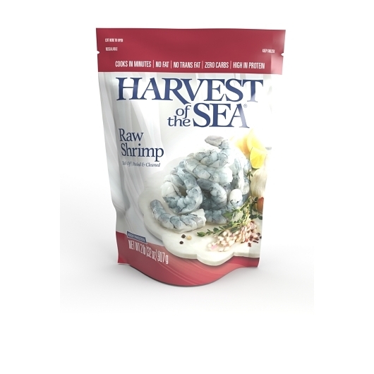 Harvest Of The Sea 51-60 count Raw Peeled Deveined Tail Off White Shrimp, 2 Pound -- 5 per case