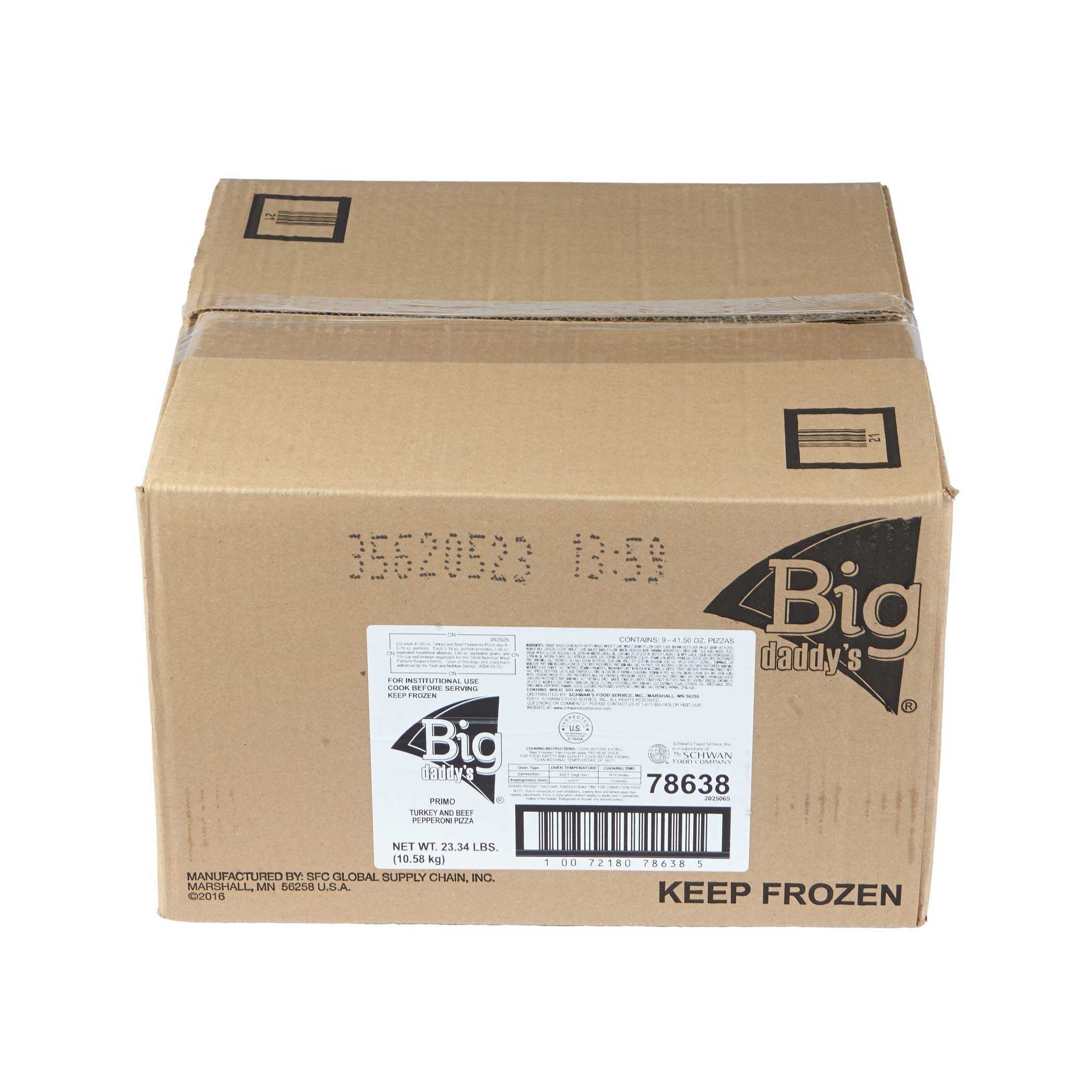 Big Daddys Primo 51 Percent Whole Grain Turkey Pepperoni Pizza -- 9 per case.