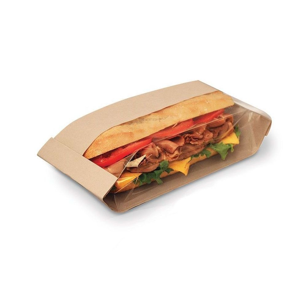 Bagcraft Dubl View ToGo Natural Deli Bag with Tray for Sub Round and Square, 4.25 x 2.75 x 11.75 inch -- 250 per case.