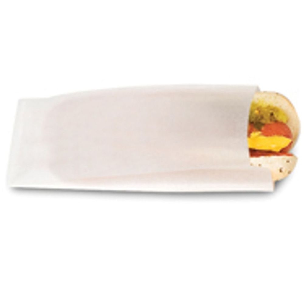 Bagcraft Grease Resistant White Hot Dog Bag, 3.5 x 1.5 x 8.5 inch -- 6000 per case.