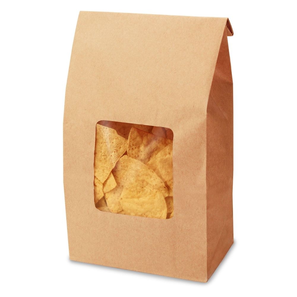 Bagcraft Natural Window Tortilla Chip Bag, 7.5 x 4.25 x 14.63 inch -- 250 per case.