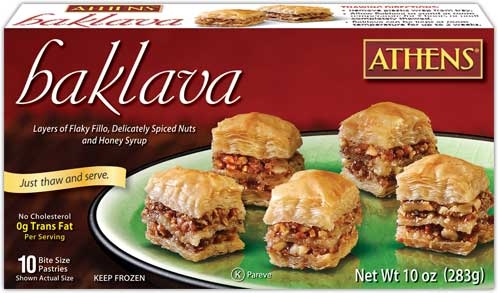 Athens Foods Bite Size Walnut Pastry Baklava, 10 Ounce -- 12 per case.