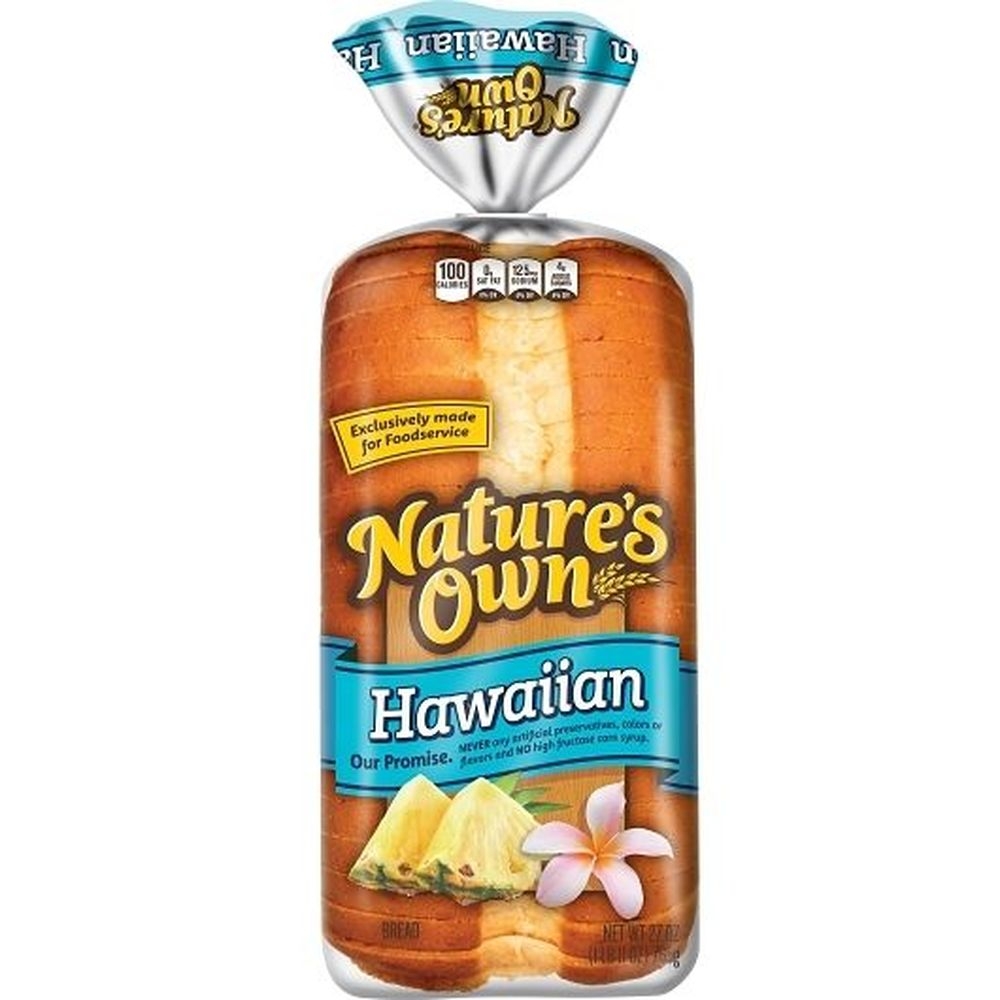 Natures Own Oval Hawaiian Bread, 27 Ounce -- 8 per case