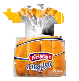 Mrs Freshleys Hot Dog Bun, 12 Ounce -- 8 per case.