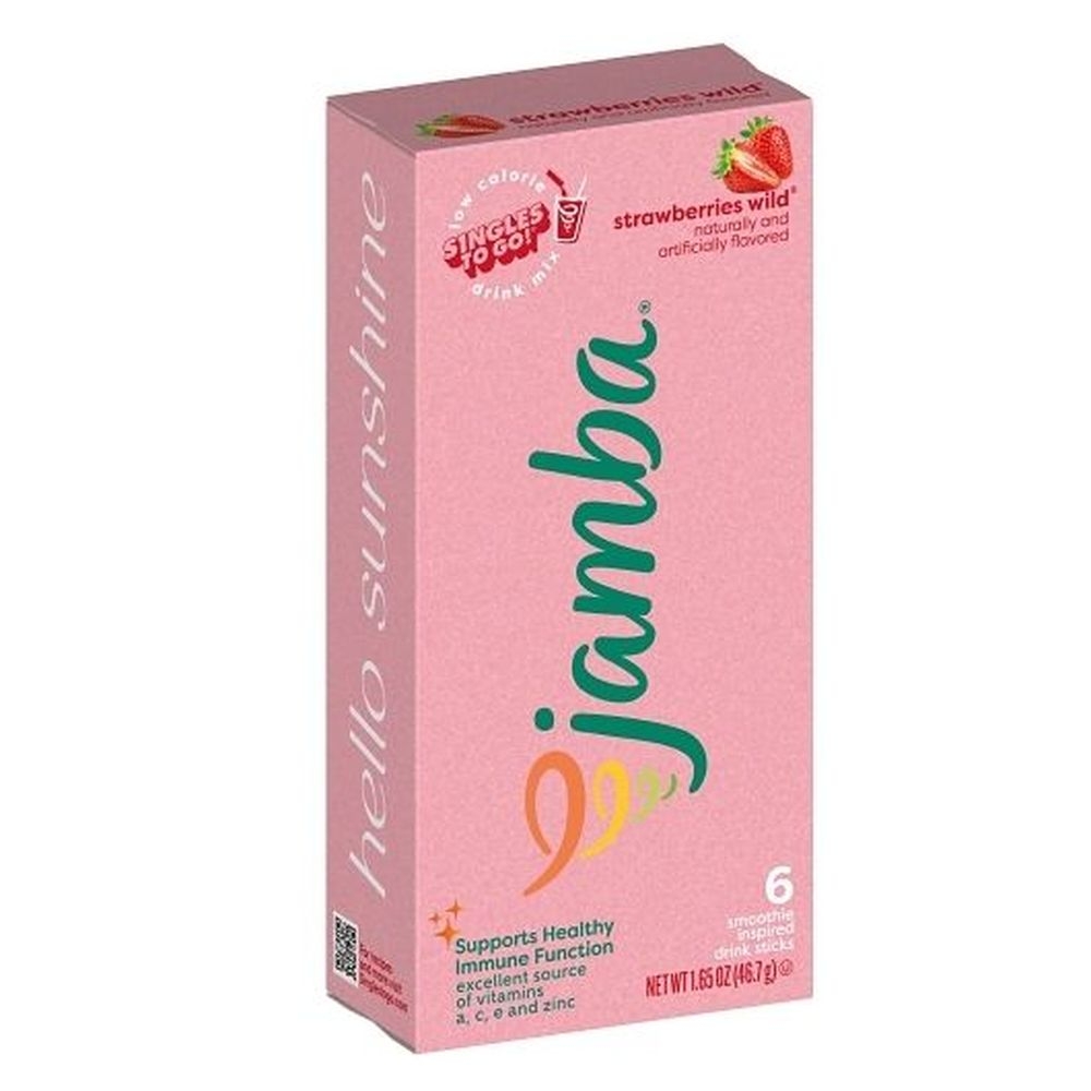 Jamba Low Calorie Singles To Go Strawberries Wild Drink Mix Sticks, 1.65 Ounce -- 6 per case