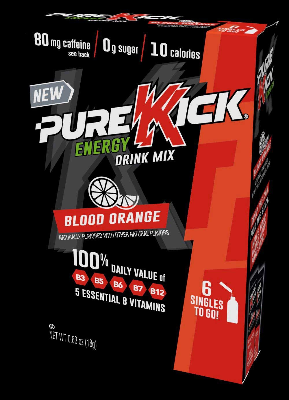 Pure Kick Blood Orange Energy Drink Mix, 0.105 Ounce -- 72 per case