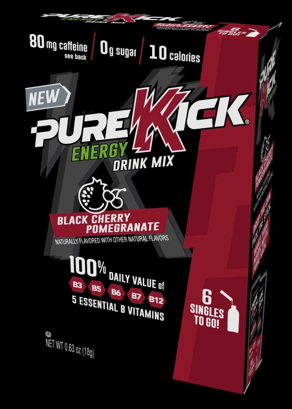 Pure Kick Black Cherry Pomegranate Energy Drink Mix, 0.105 Ounce -- 72 per case