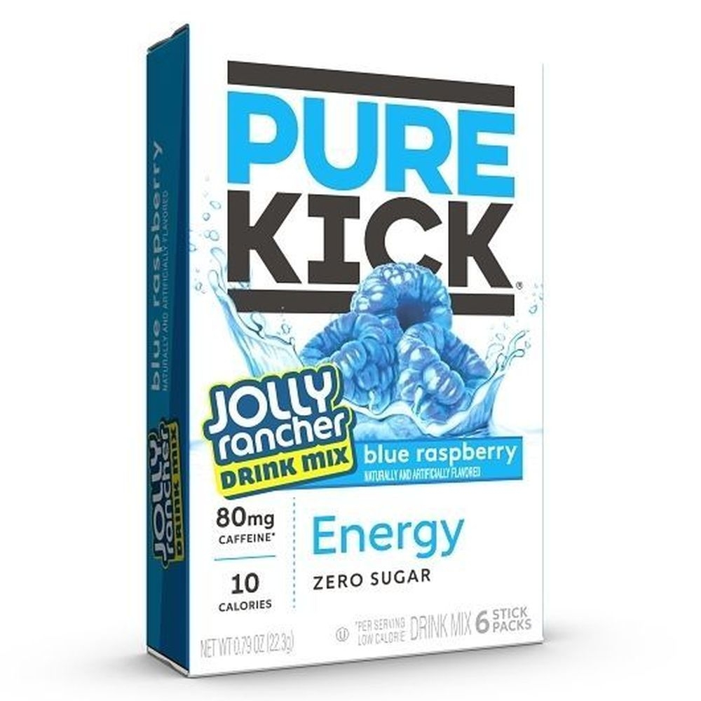 Pure Kick Blue Raspberry Energy Jolly Rancher Drink Mix, 6 count -- 12 per case
