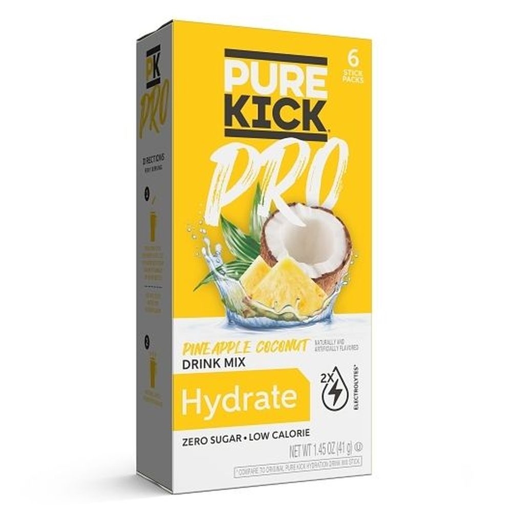 Pure Kick Pro Hydrate Pineapple Coconut Singles To Go Drink Mix, 1.45 Ounce -- 6 per case