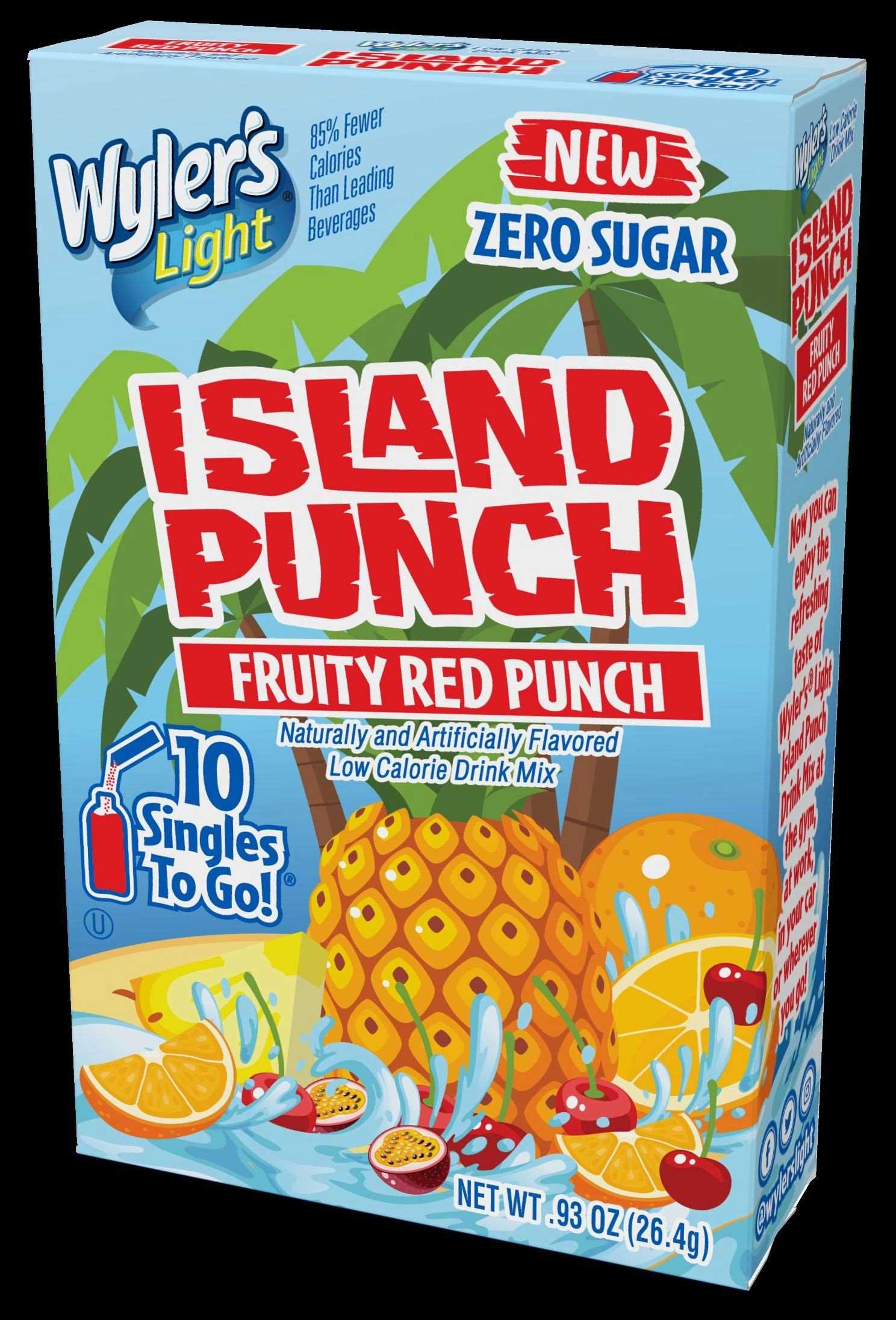 Wylers Light Singles To Go Island Punch Fruity Red Punch Drink Mix, 0.93 Ounce -- 12 per case