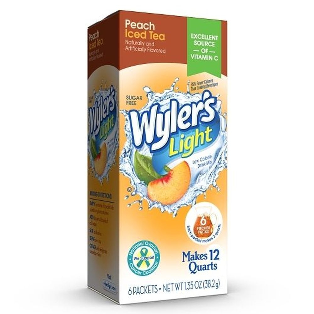 Wyler's Light Sugar Free Peach Iced Tea Drink Mix, 1.35 Ounce -- 6 Per Case