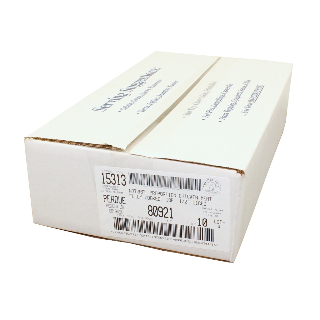 Perdue Farms Fully Cooked IQF Diced White Dark Chicken, 5 Pound -- 2 per case.
