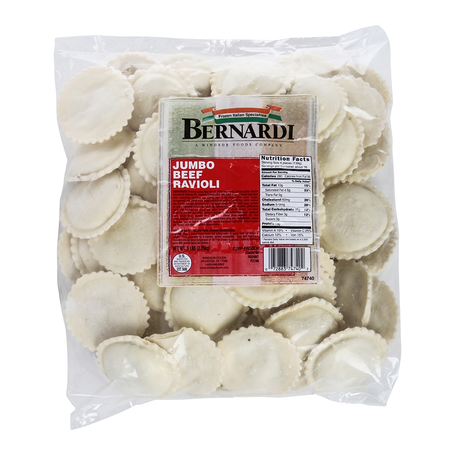 Windsor Bernardi Beef Jumbo Round Ravioli, 5 Pound -- 2 per case.