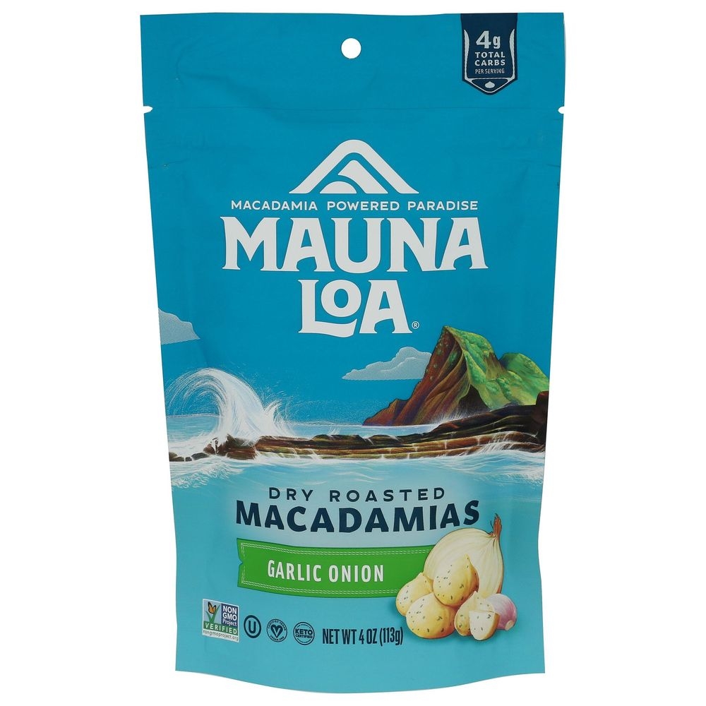 Mauna Loa Maui Onion and Garlic Dry Roasted Macadamias, 4 Ounce -- 6 per case