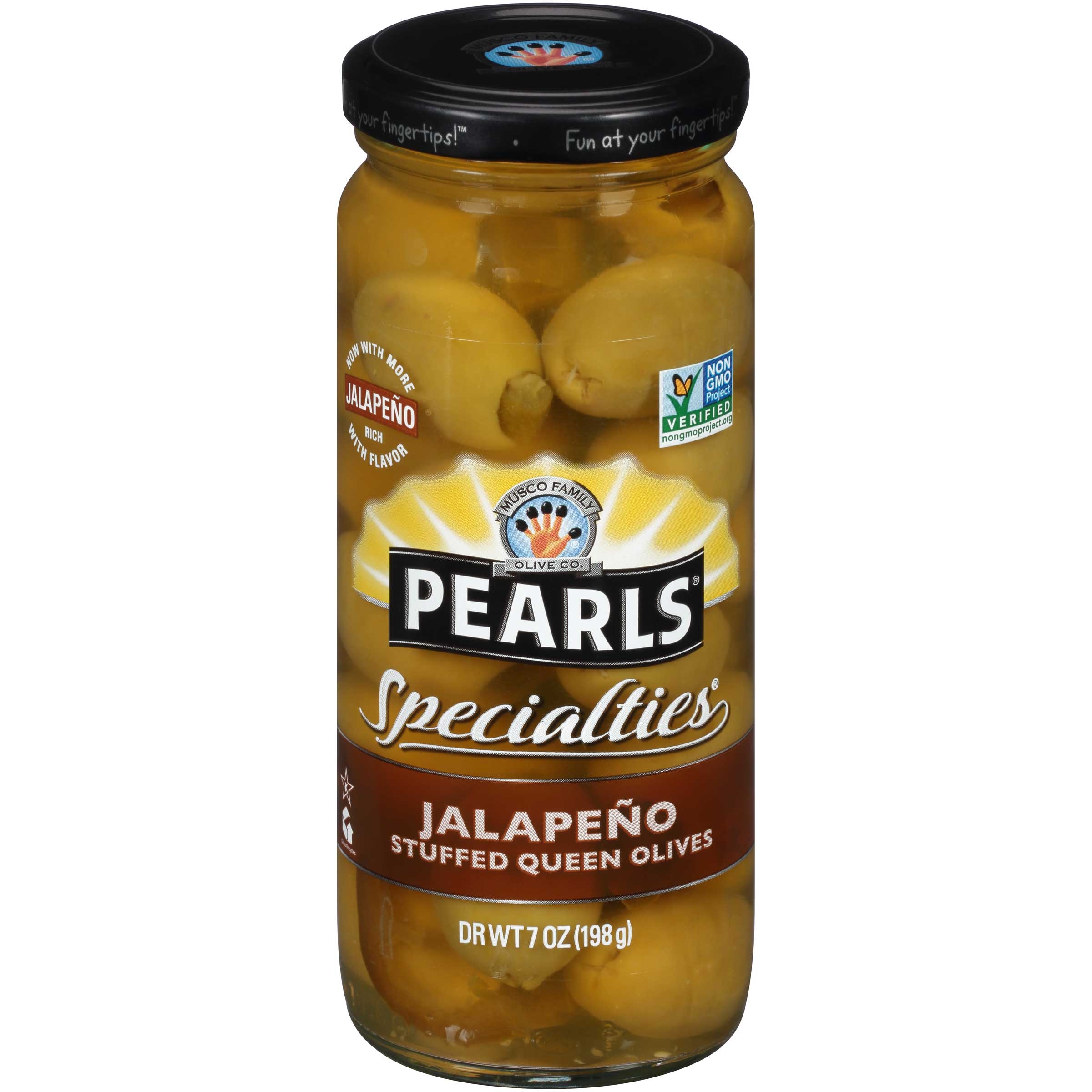 Pearls Specialties Jalapeno Stuffed Queen Olives, 7 Ounce -- 6 per case.
