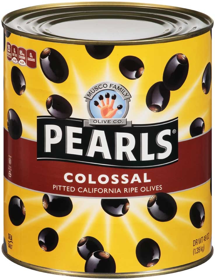 Pearls Colossal Pitted Olives, 49 Ounce -- 6 per case.