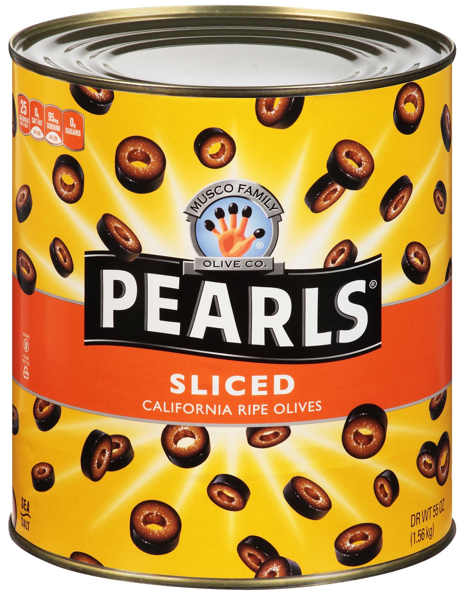 Pearls Fancy Sliced Ripe Olives, 55 Ounce -- 6 per case.