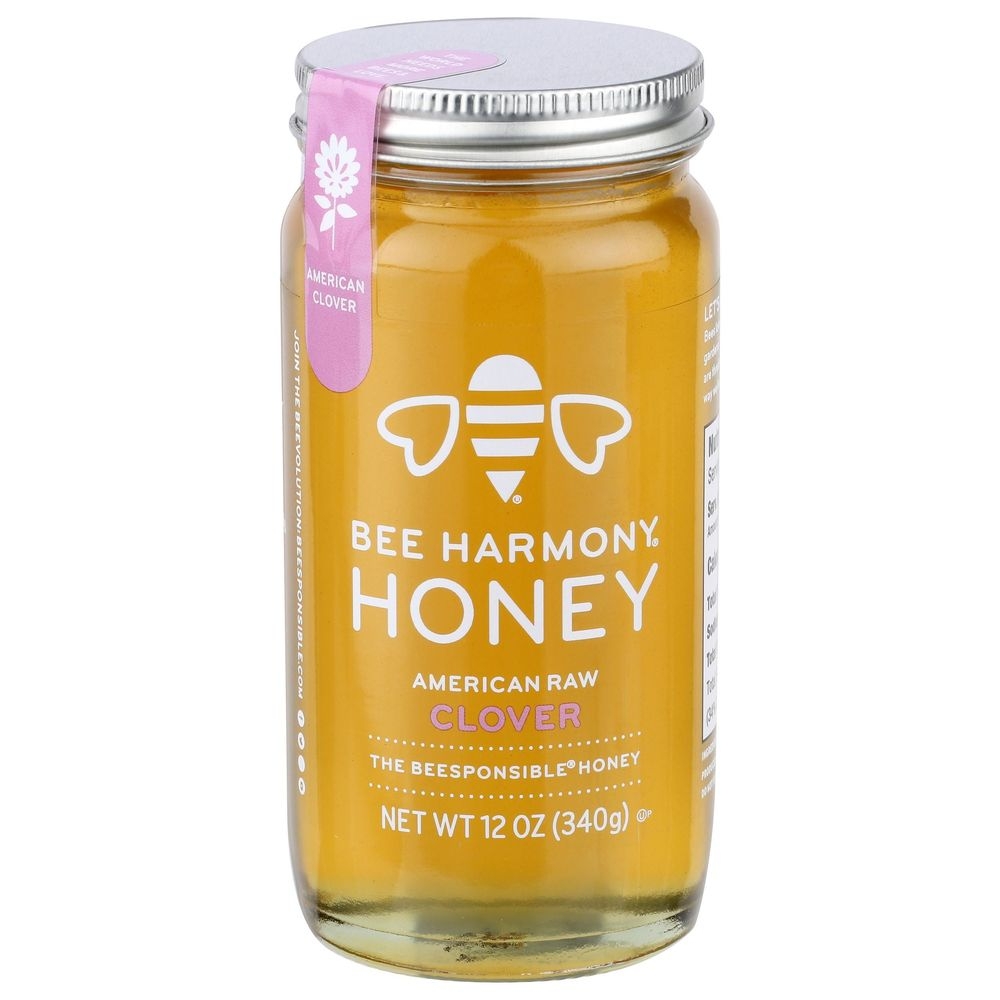 Bee Harmony American Raw Clover Honey, 12 Ounce -- 6 per case