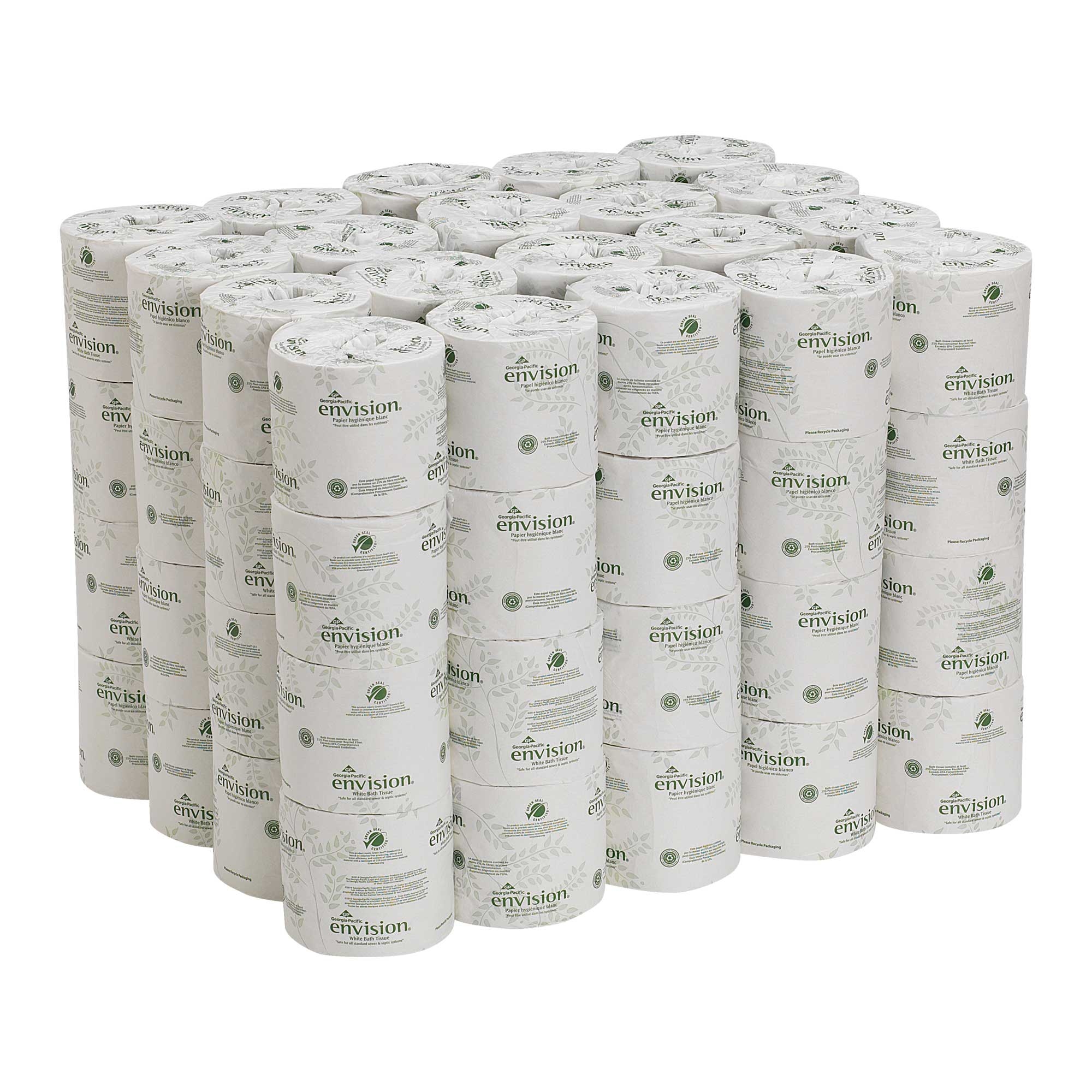 Envision White 2 Ply Standard Embossed Bathroom Tissue Roll -- 80 per case.