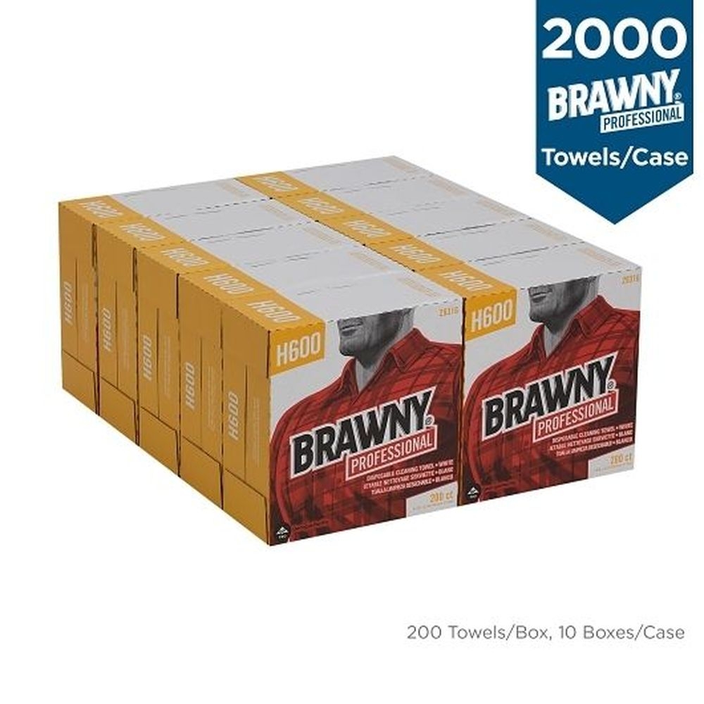 Brawny Professional H600 White Disposable Cleaning Towel, 2000 count -- 10 per case