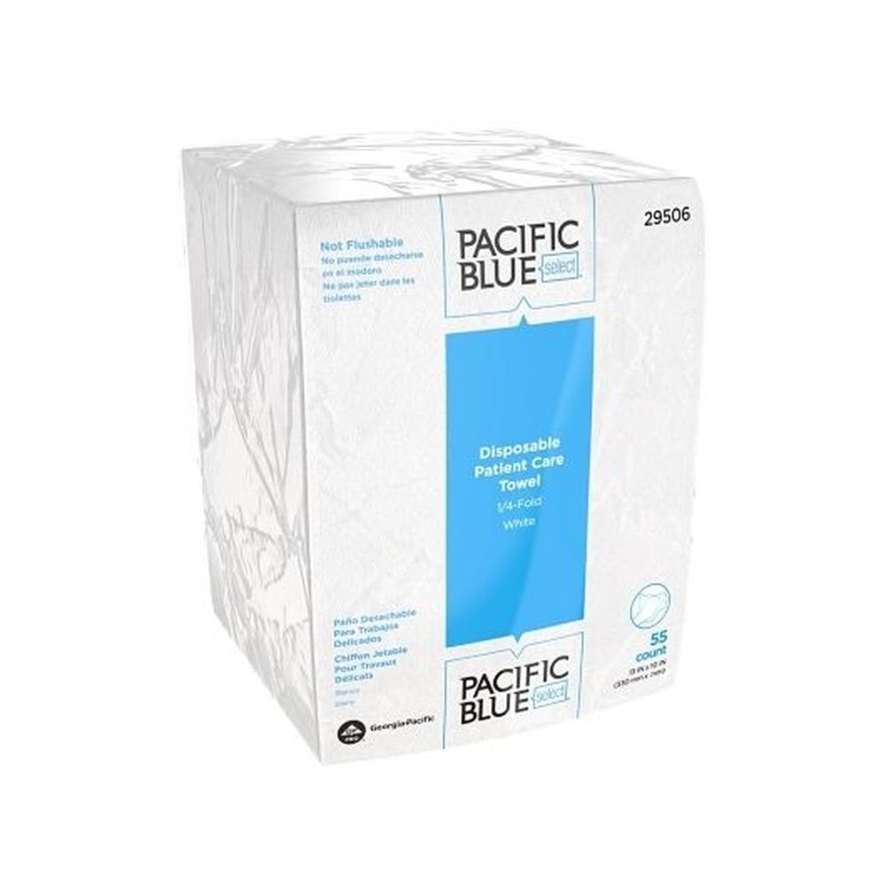 Pacific Blue Select A300 Disposable Patient Care 1/4-Fold White Washcloth, 55 count -- 24 per case